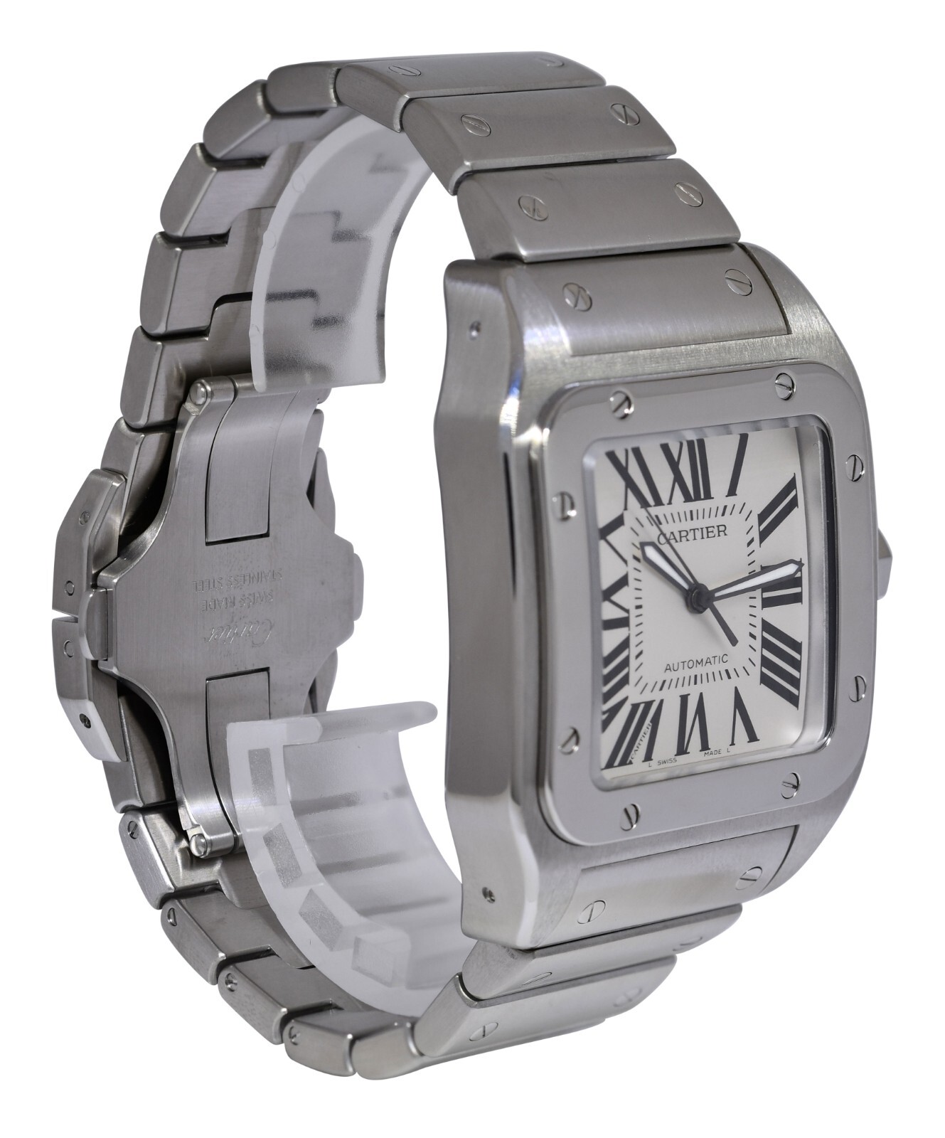Cartier Santos 100 Large Steel Silver Dial Mens Automatic Watch W200737G 2656