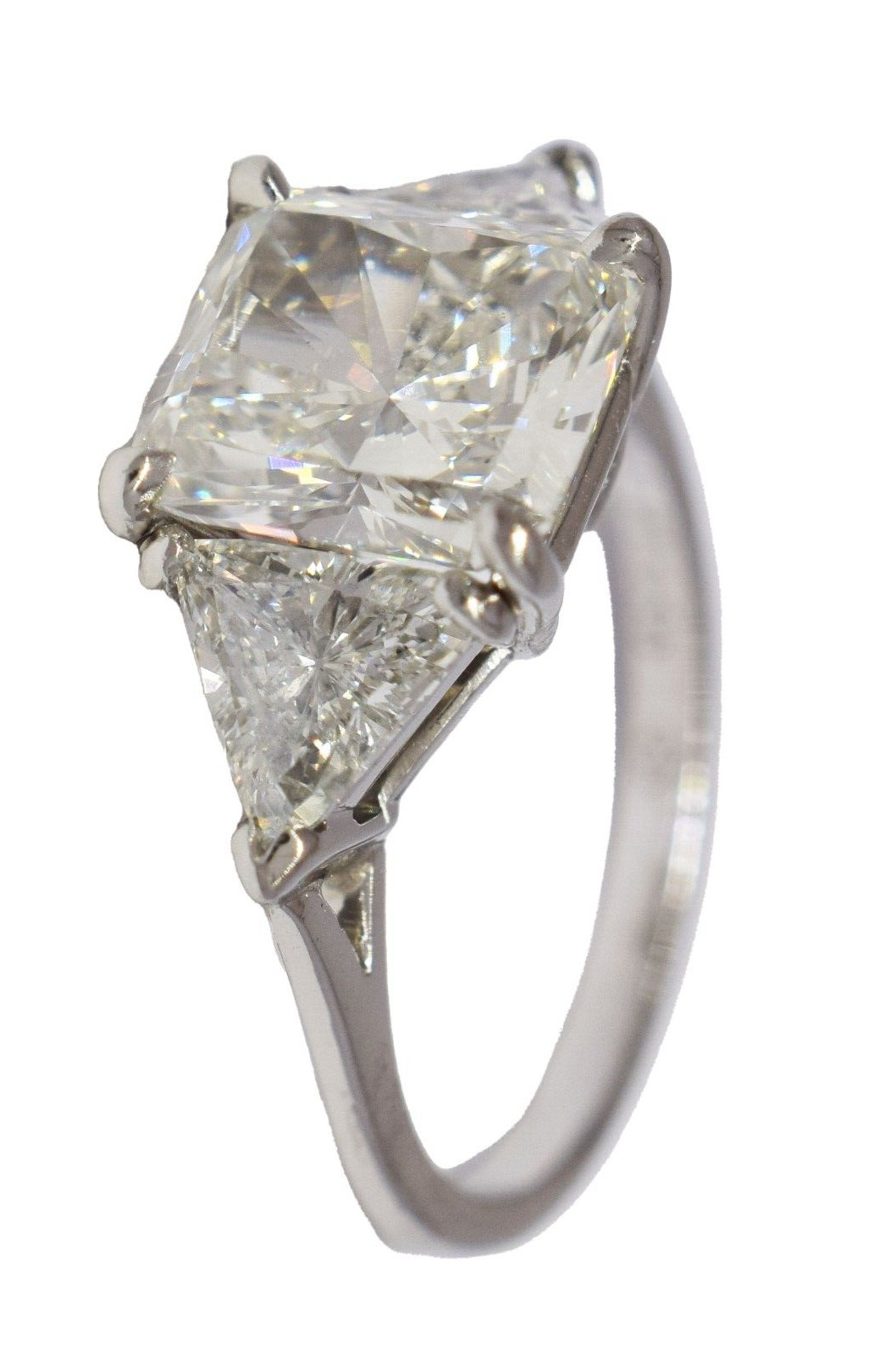Cartier 3.40 ct Radiant-Cut Diamond Three-Stone Engagement Ring S. 6.5 +GIA