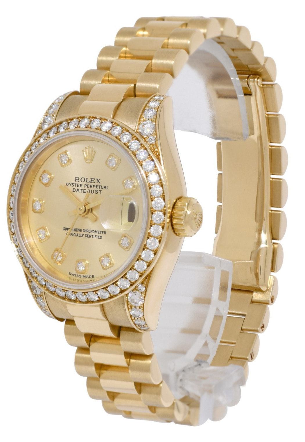 Rolex Datejust President 18k Yellow Gold Sundust Diamond 26mm Watch K 179158