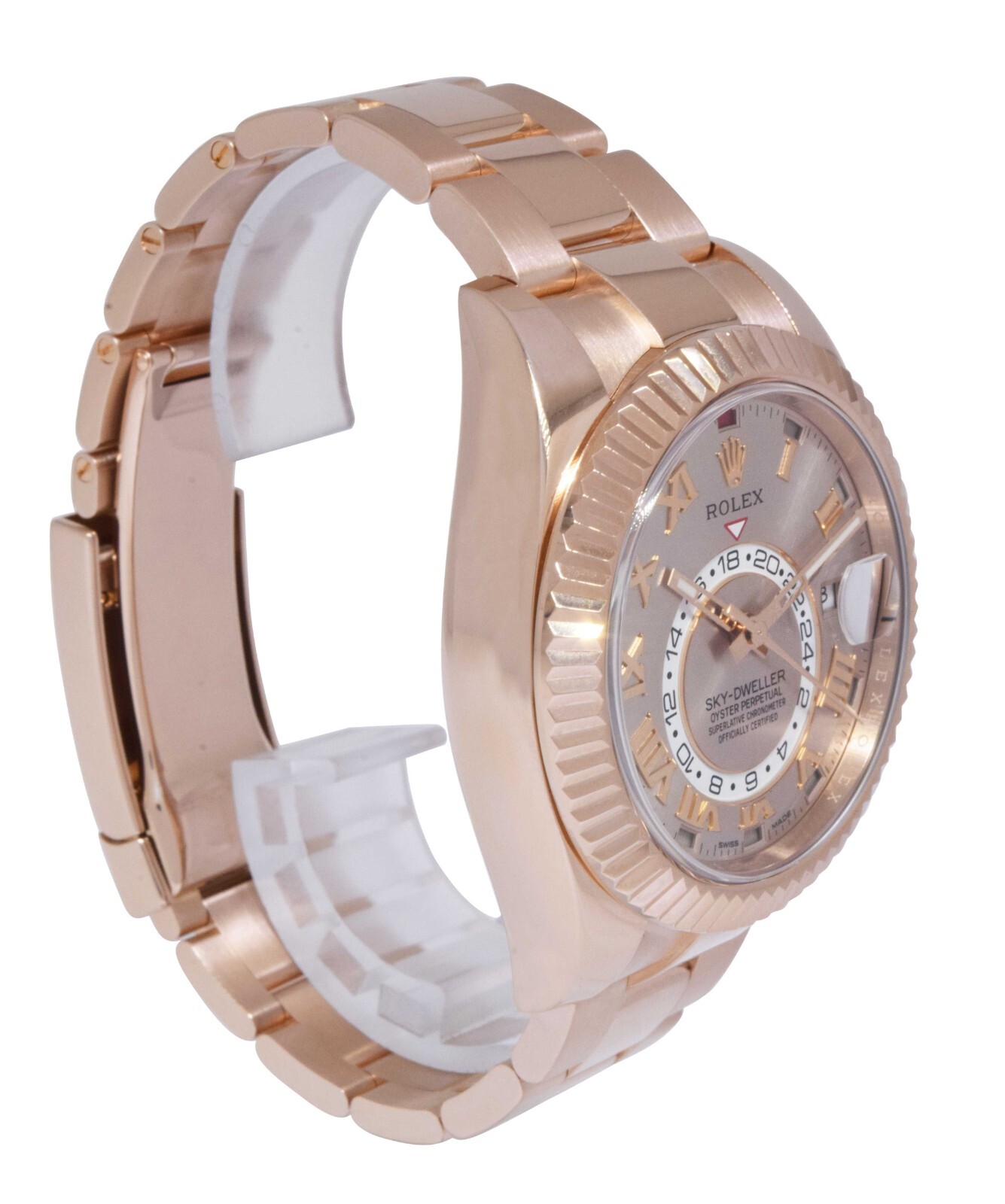 Rolex Sky-Dweller 18k Everose Gold Sundust Roman Dial 42mm Watch 326935
