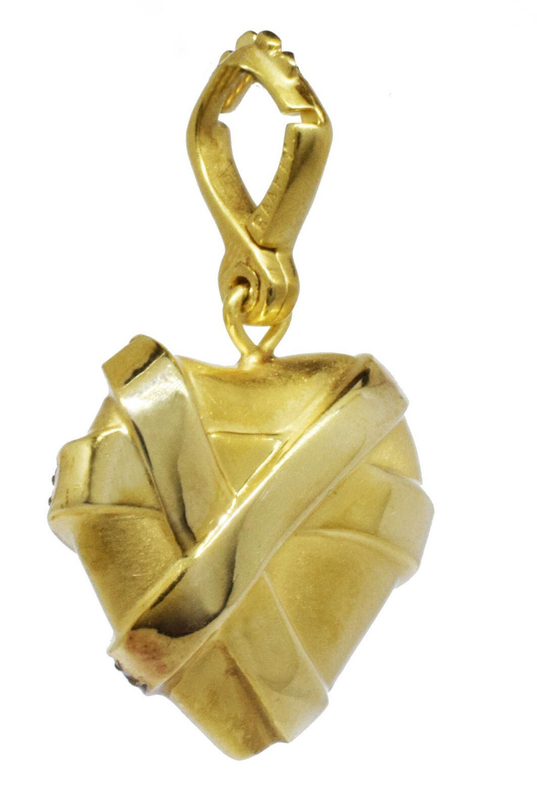 Raafiy 1.00 Ct Diamond & 14k Yellow Gold Puffed Ribbon Heart Pendant