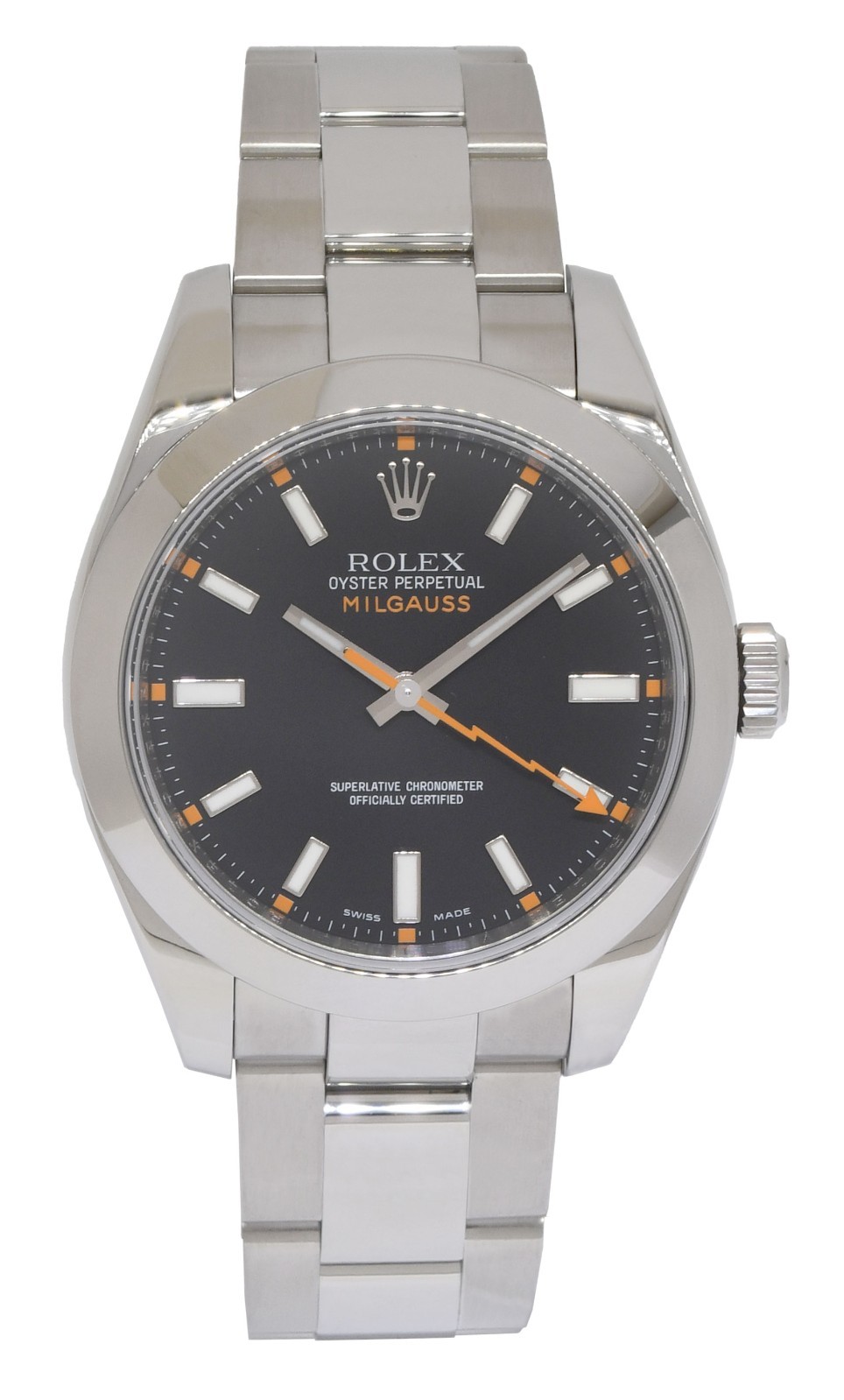 Rolex Milgauss Stainless Steel Black Dial Oyster Bracelet Watch V B/P 116400