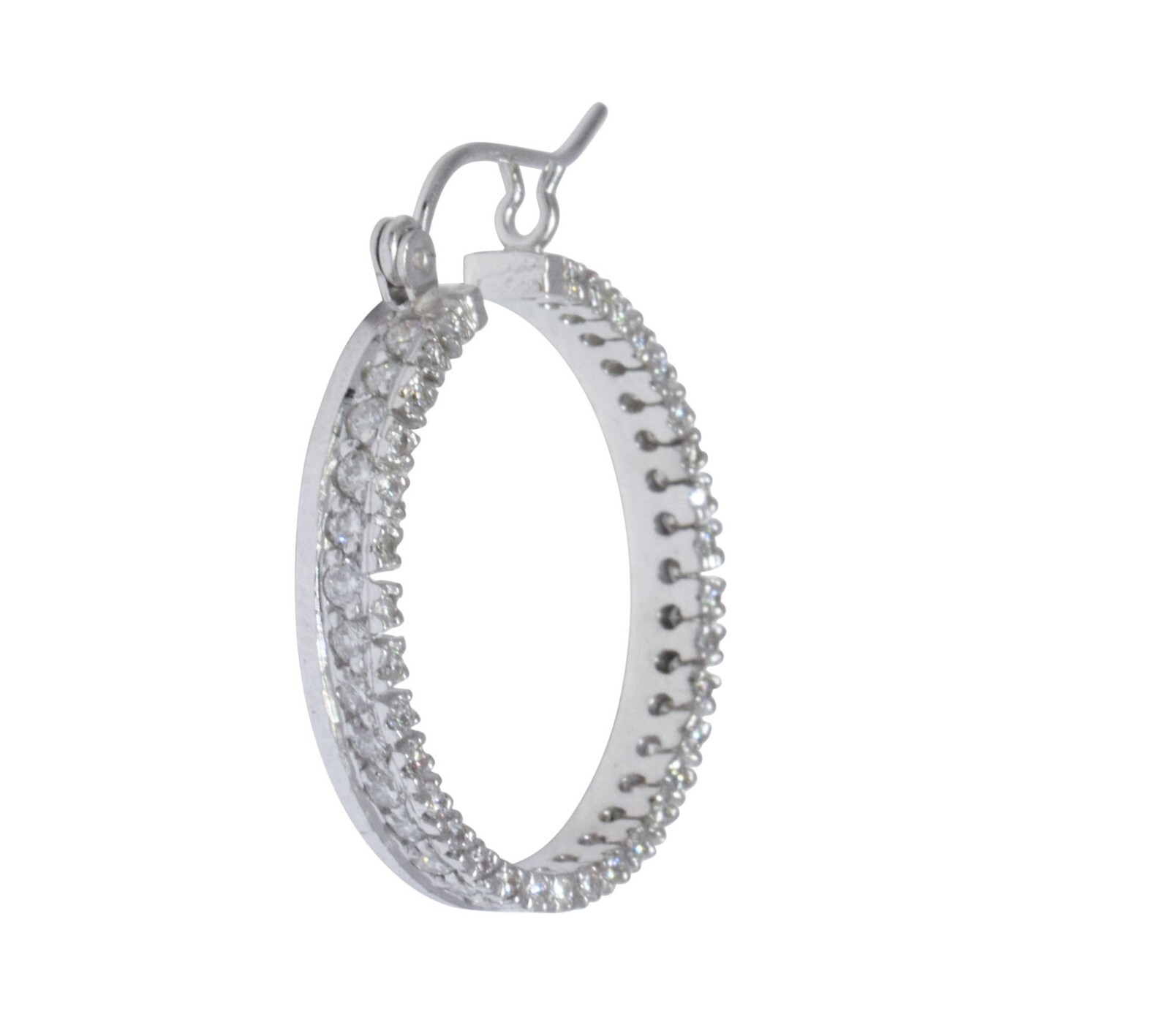 Diamond Hoop Earrings 1.65 CT & 14k White Gold