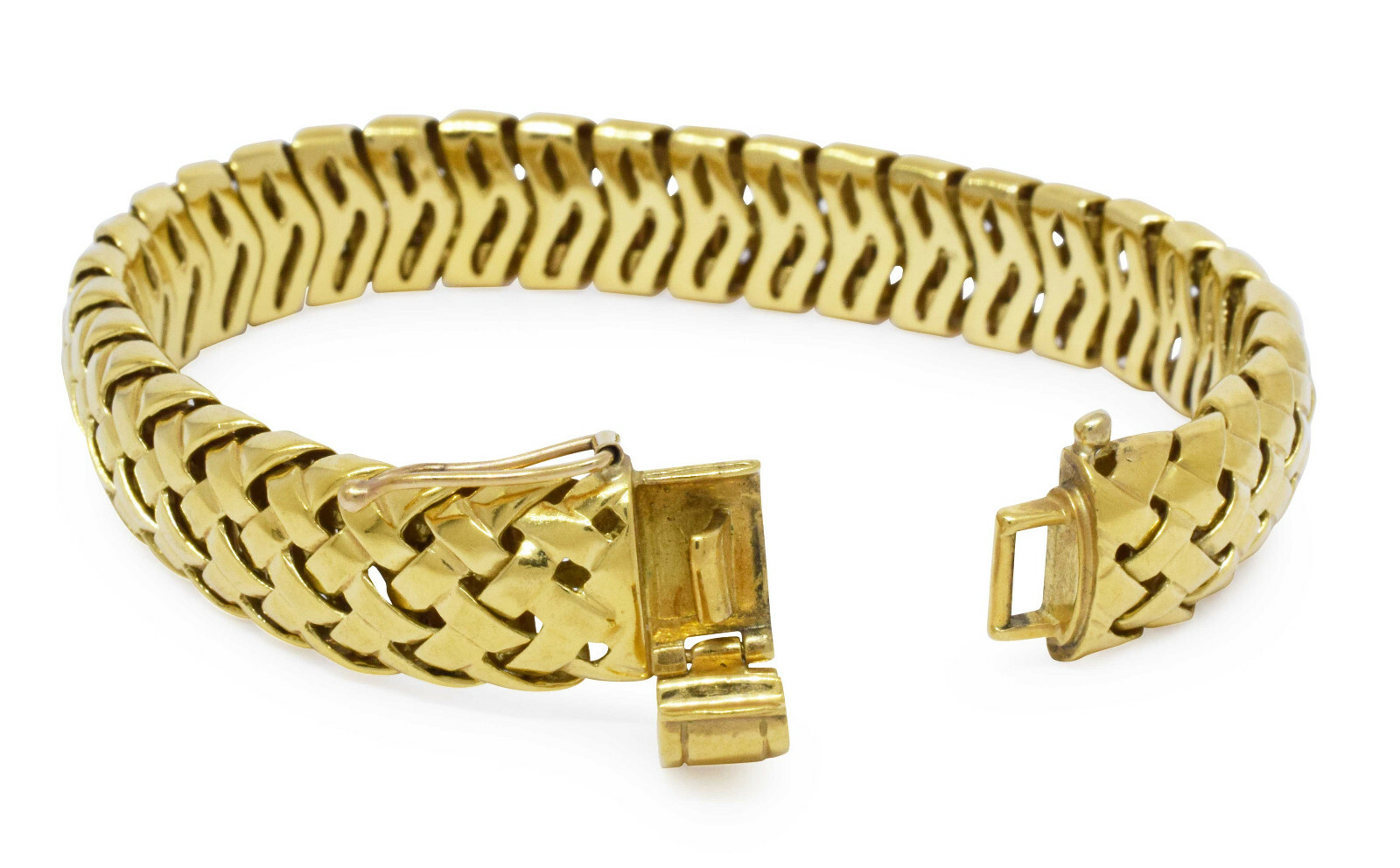 Tiffany & Co. Vannerie 18k Yellow Gold Woven Link Bracelet 7" with Box