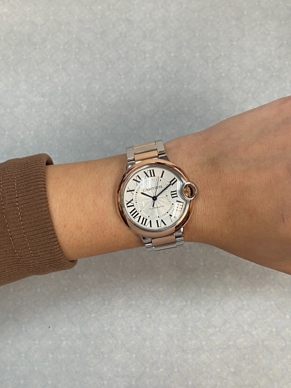 Cartier Ballon Bleu 36mm Rose Gold/Steel Automatic Watch B/P W2BB0003 3754