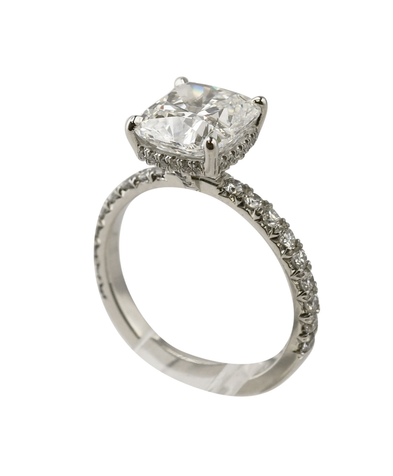 GIA 4.05 Carat Cushion Modified Brilliant Diamond Platinum Engagement Ring s. 8
