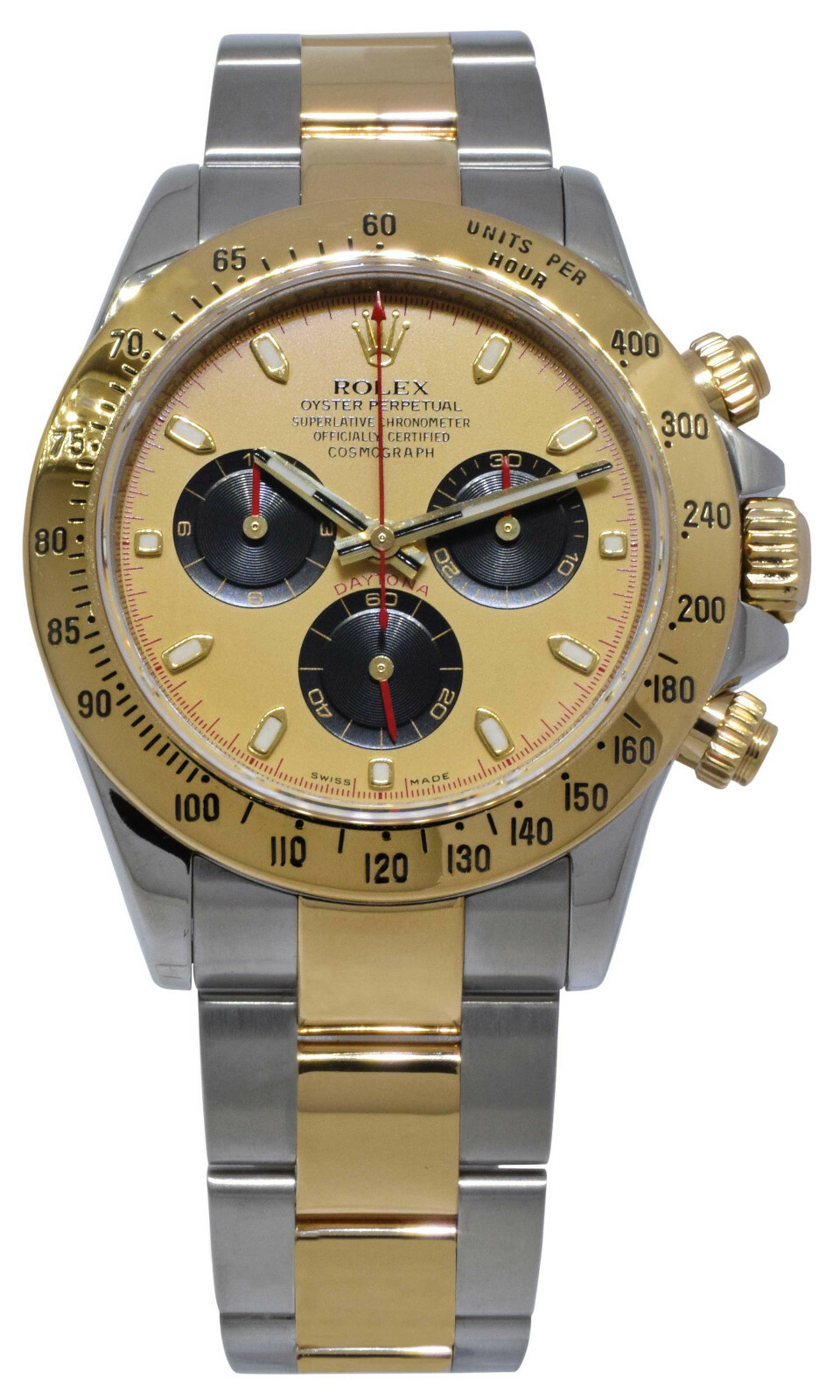 Rolex Daytona Chronograph 18k Yellow Gold/Steel Champagne Dial 40mm Watch 116523