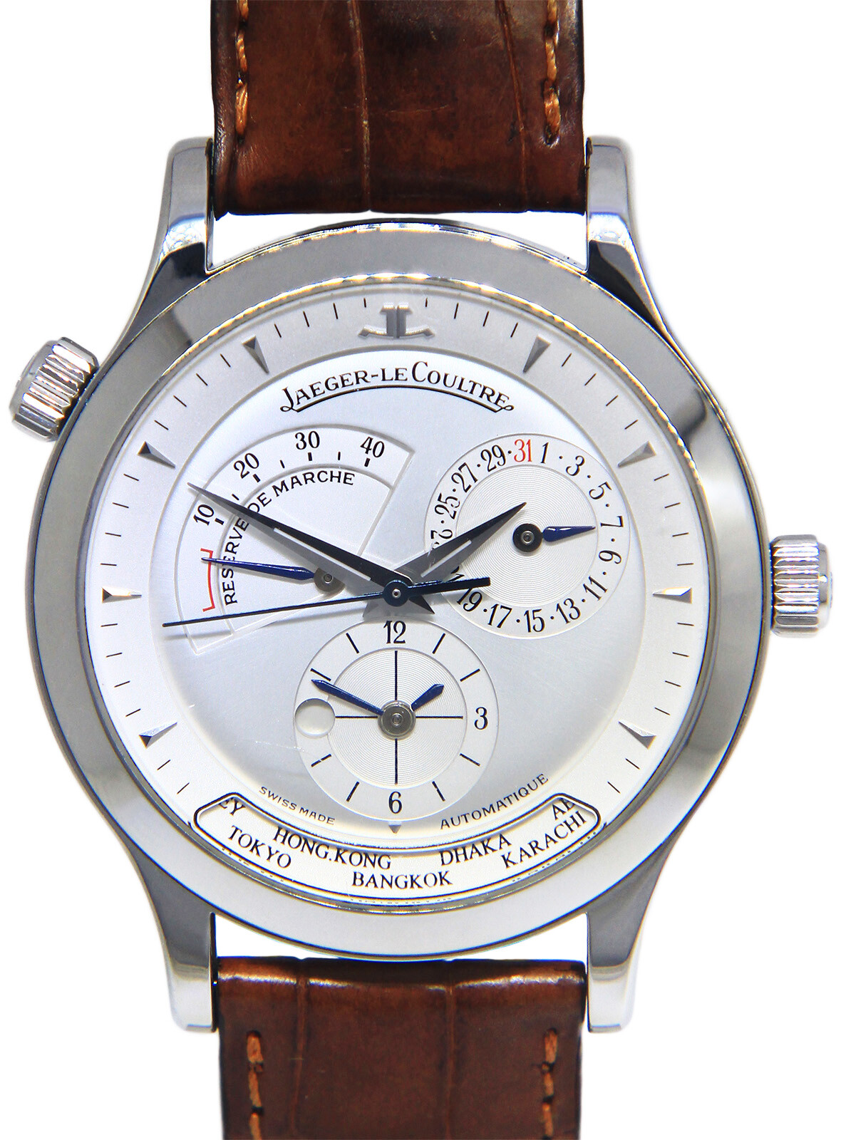 Jaeger LeCoultre Master Control Geographic Steel Mens Watch B/P 142.8.92 Jaeger LeCoultre Master Control Geographic Steel Mens Watch B/P 142.8.92