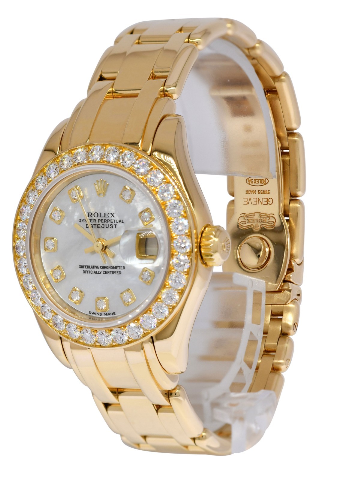 Rolex Datejust Pearlmaster 18k Yellow Gold MOP Diamond Ladies 29mm Watch P 80298