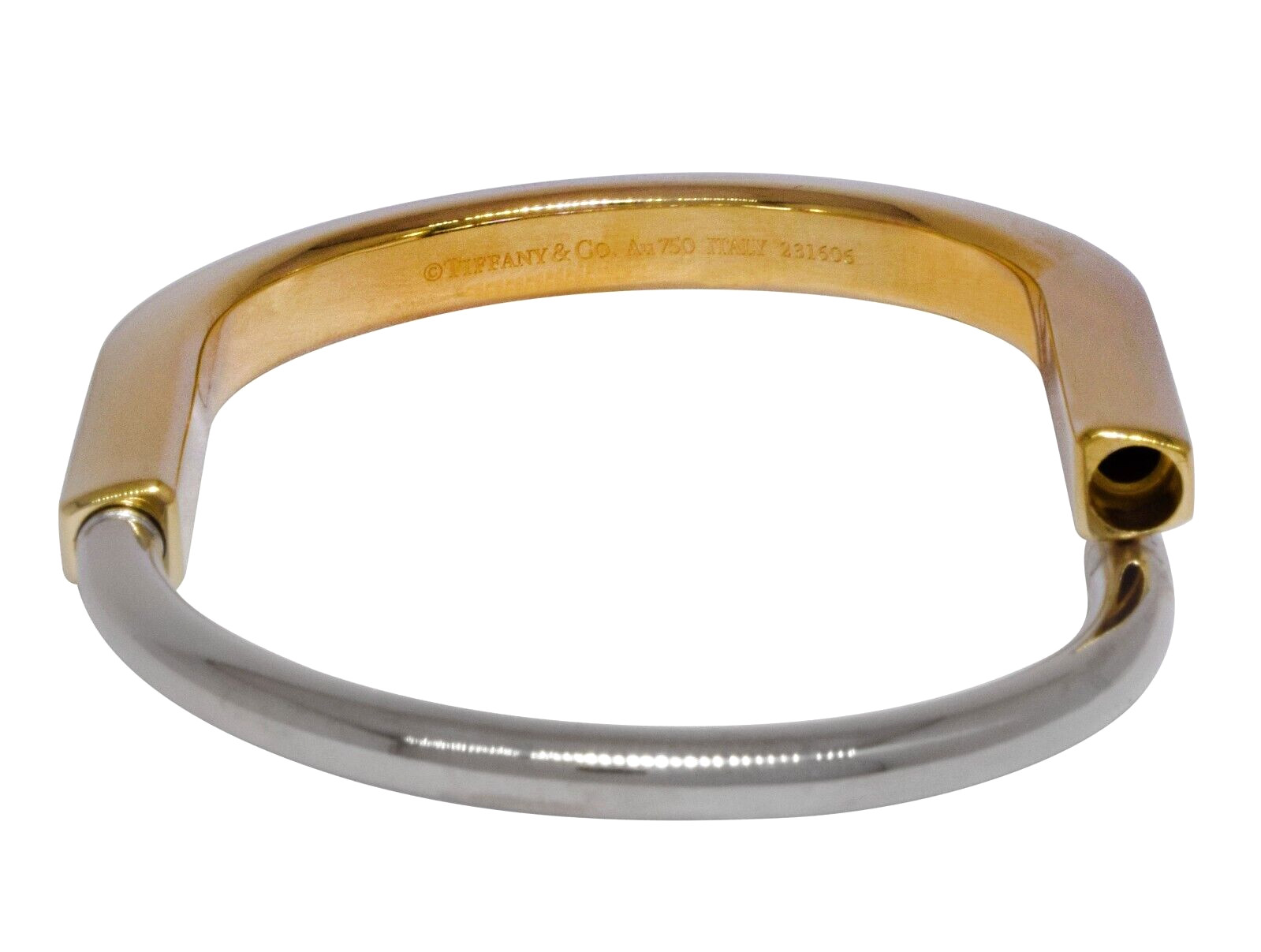Tiffany & Co. Tiffany Lock Bangle 18k Yellow & White Gold Bracelet Size Small