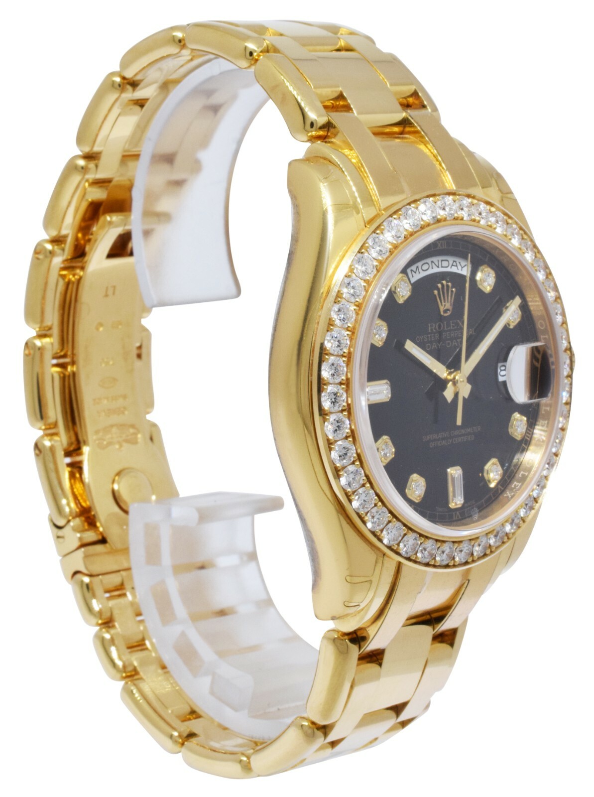 Rolex Masterpiece 18k Yellow Gold Black Diamond Dial/Bezel 39mm Watch 18948