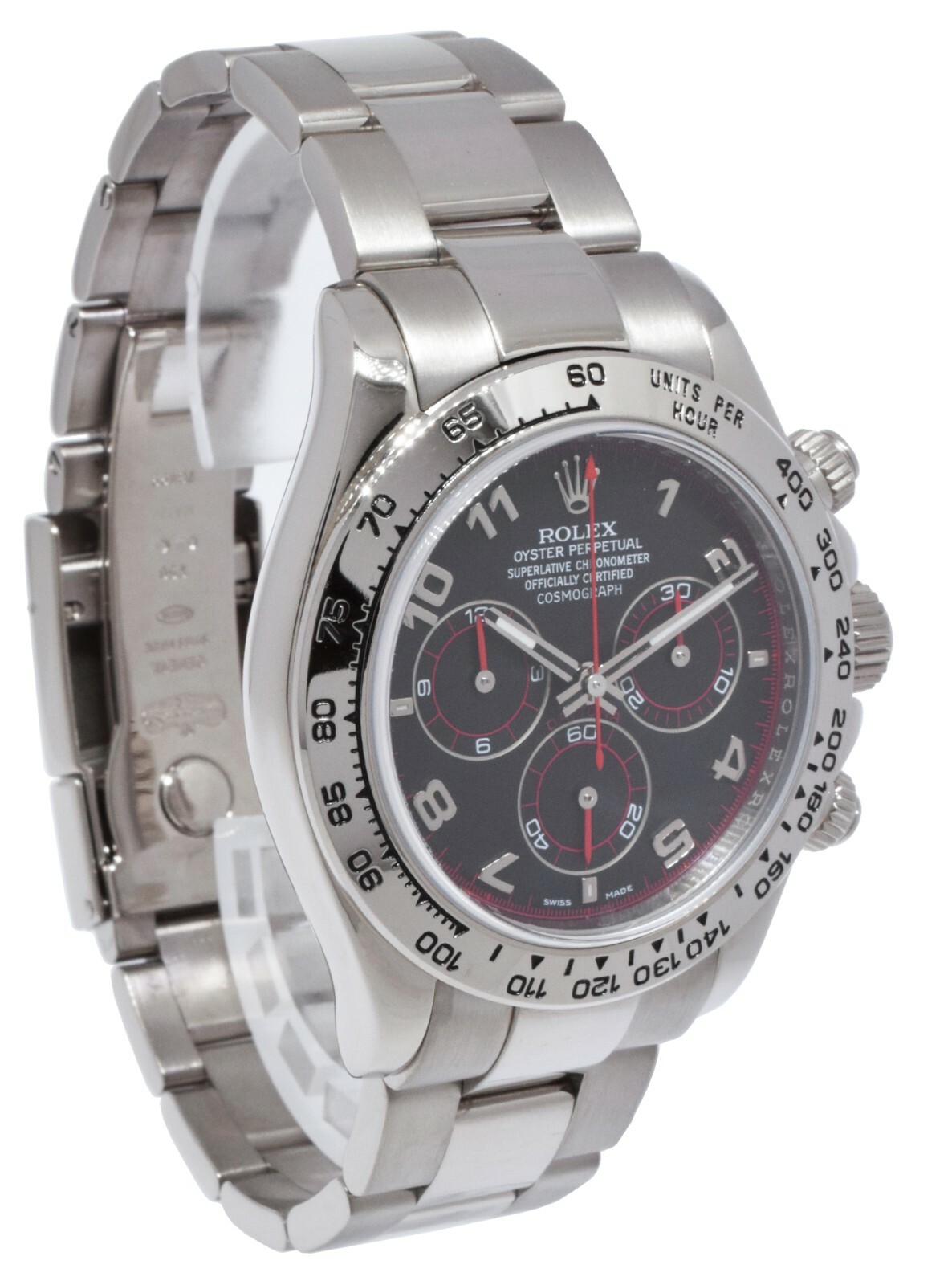 Rolex Daytona Chronograph 18k White Gold Black Dial Watch Z 116509