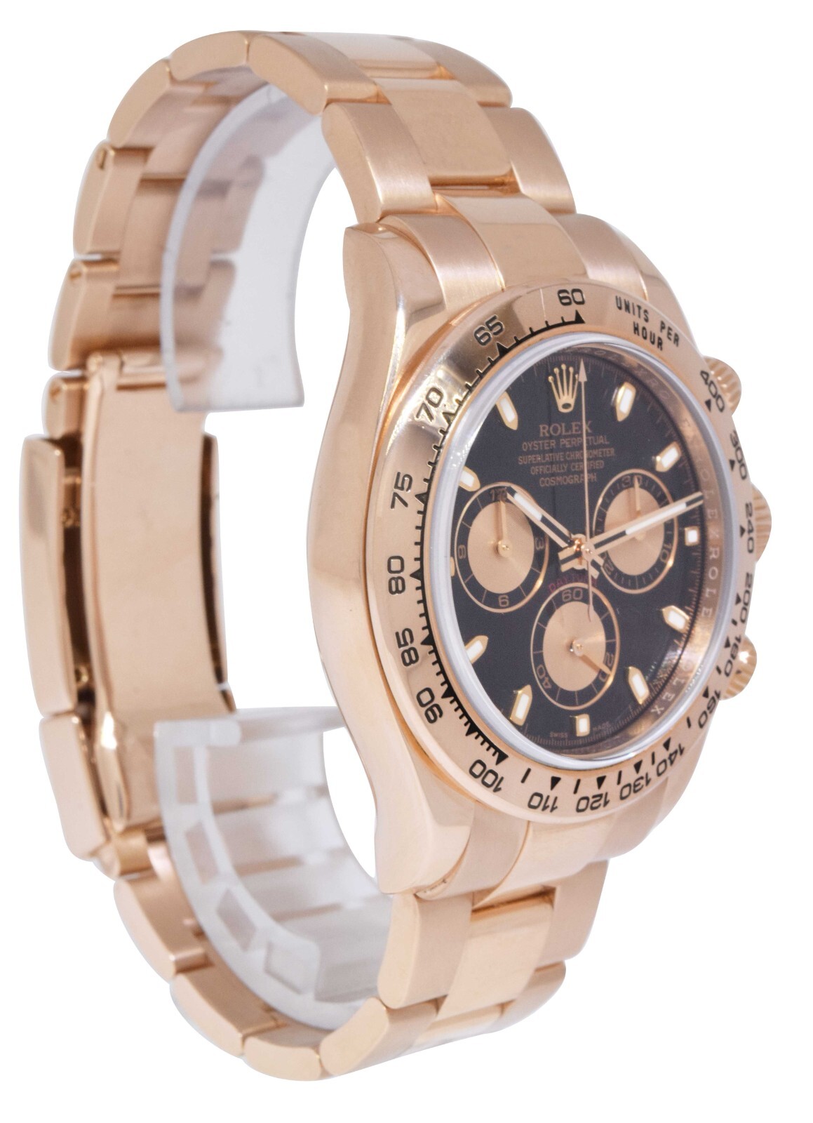 Rolex Daytona Chronograph 18k Rose Gold Black/Pink Dial Watch +Card '14 116505