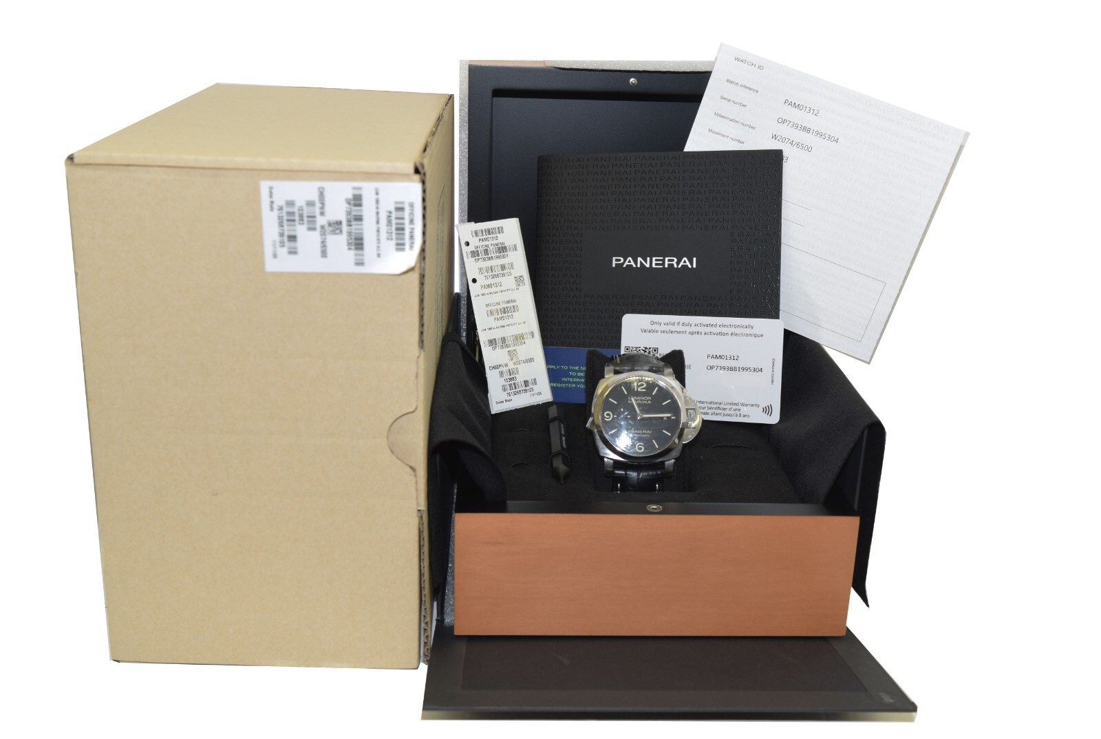 Panerai Luminor Marina PAM 1312 Steel Black Dial Mens 44mm Watch B/P PAM01312
