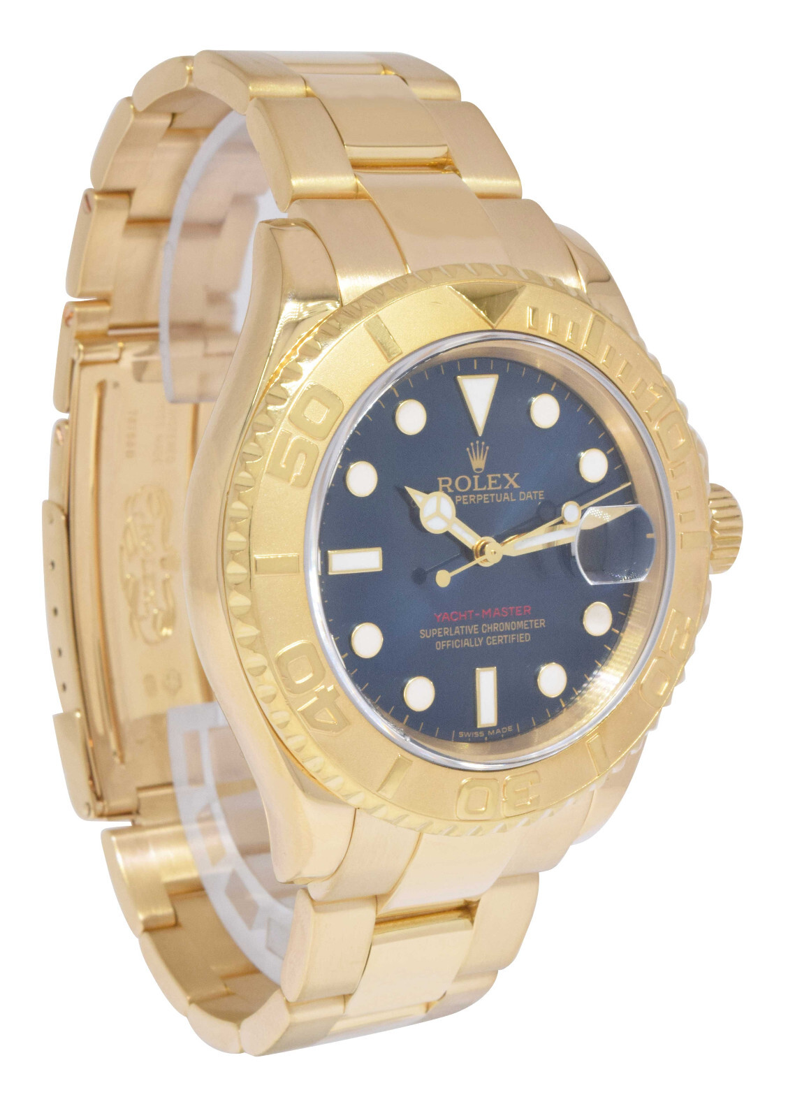 Rolex Yacht-Master 18k Yellow Gold Blue Dial Mens 40mm Watch P 16628