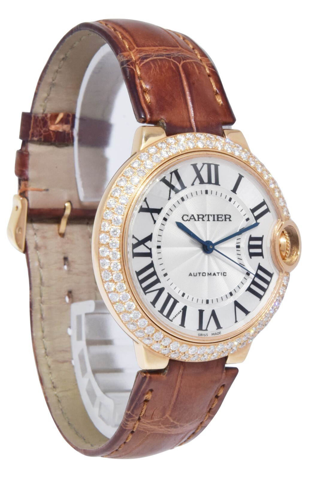 Cartier Ballon Bleu 18k Rose Gold & Diamond 36mm Automatic Watch 3003