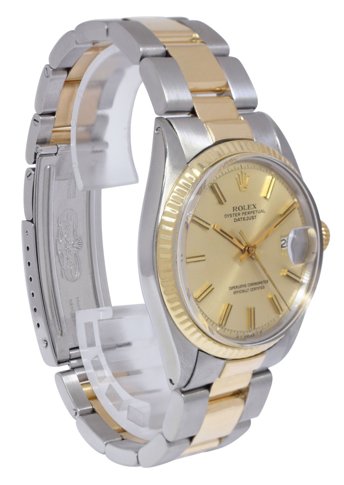 Rolex Datejust Yellow Gold/Steel Champagne Dial 36mm Vintage Watch '72 1601