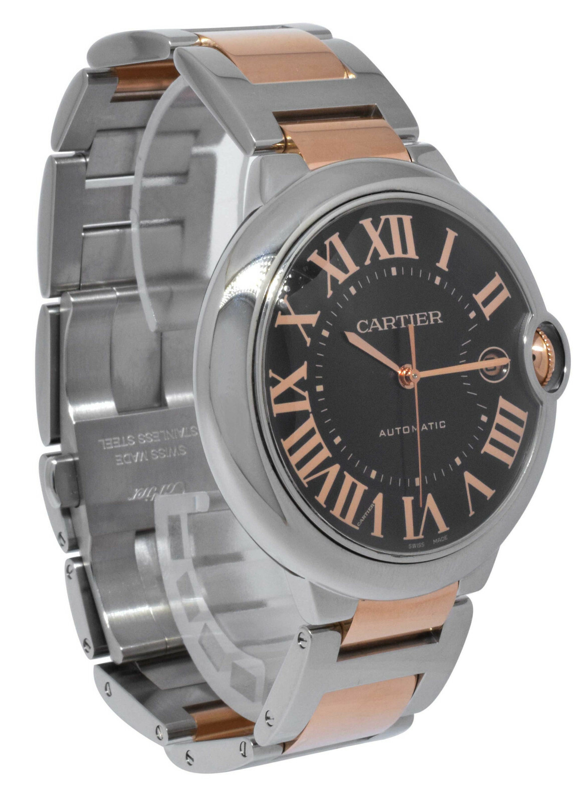 Cartier Ballon Bleu 42mm 18k RG/Steel Chocolate Dial Mens Automatic Watch 3001