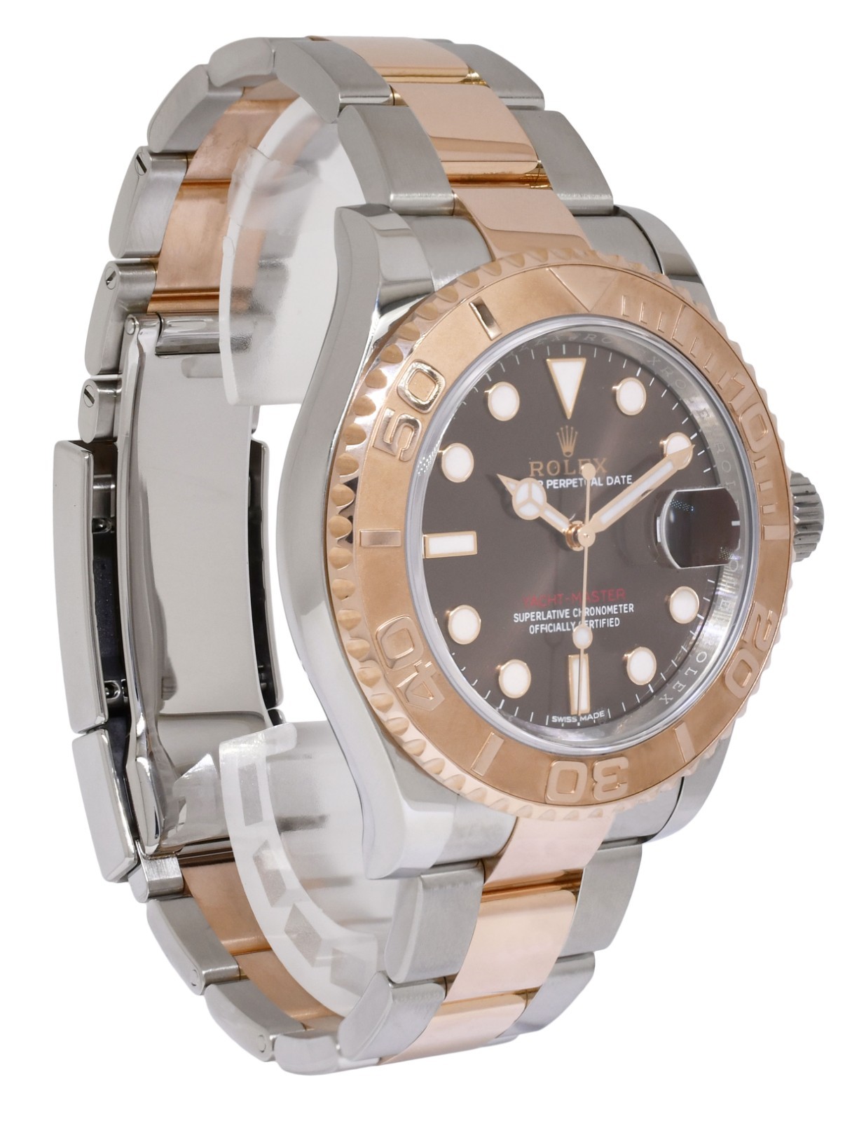 Rolex Yacht-Master 18k RG/Steel Chocolate Dial Mens 40mm Watch 116621