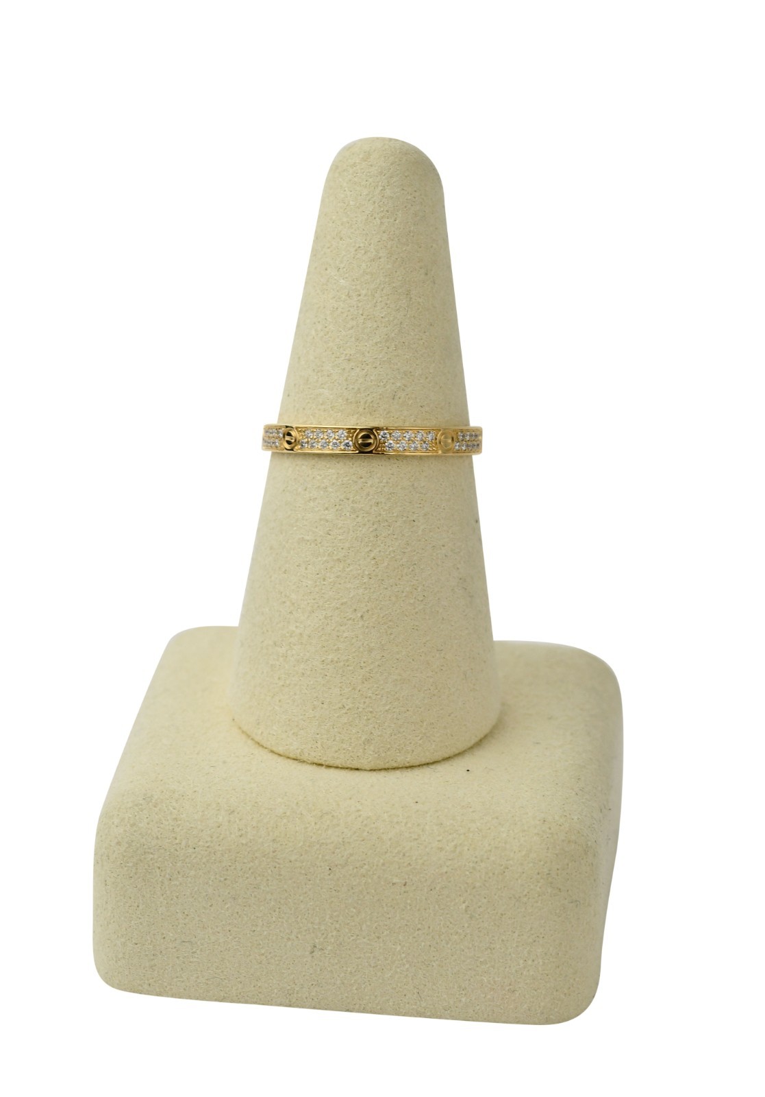 Cartier Love Ring Pave Diamond 18k Yellow Gold Mini Band Size 56 B/P'24 B4218056 Cartier Love Ring Pave Diamond 18k Yellow Gold Mini Band Size 56 B/P'24 B4218056