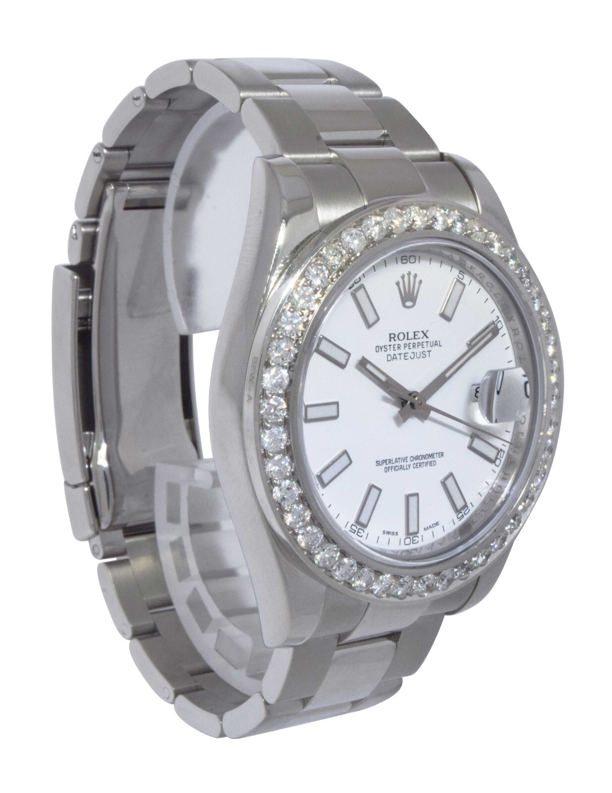 Rolex Datejust II Steel White Dial & Diamond Bezel 41mm Watch 116300