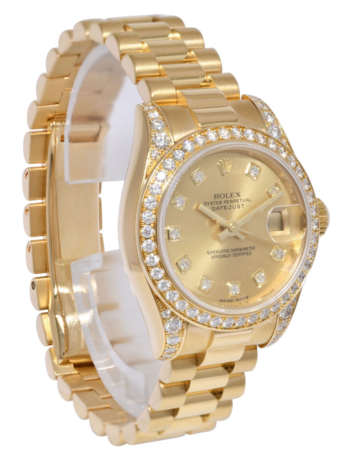 Rolex Datejust President 18k Yellow Gold Champagne Diamond 26mm Watch Z 179158
