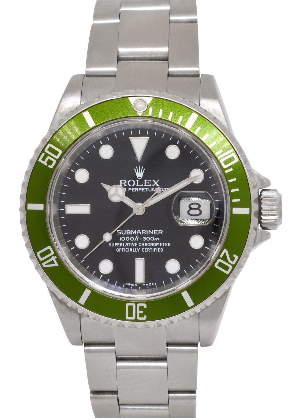 Rolex Submariner Date Kermit Green Bezel Steel Mens Automatic Watch F 16610