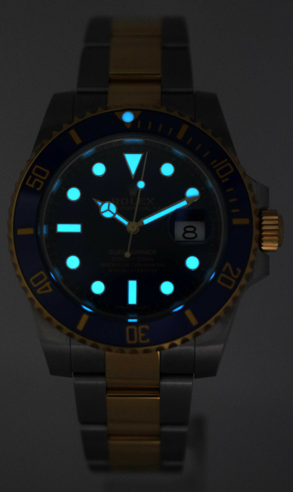 Rolex Submariner Date 18k Gold/Steel Blue Ceramic Mens 40mm Watch '12+ 116613