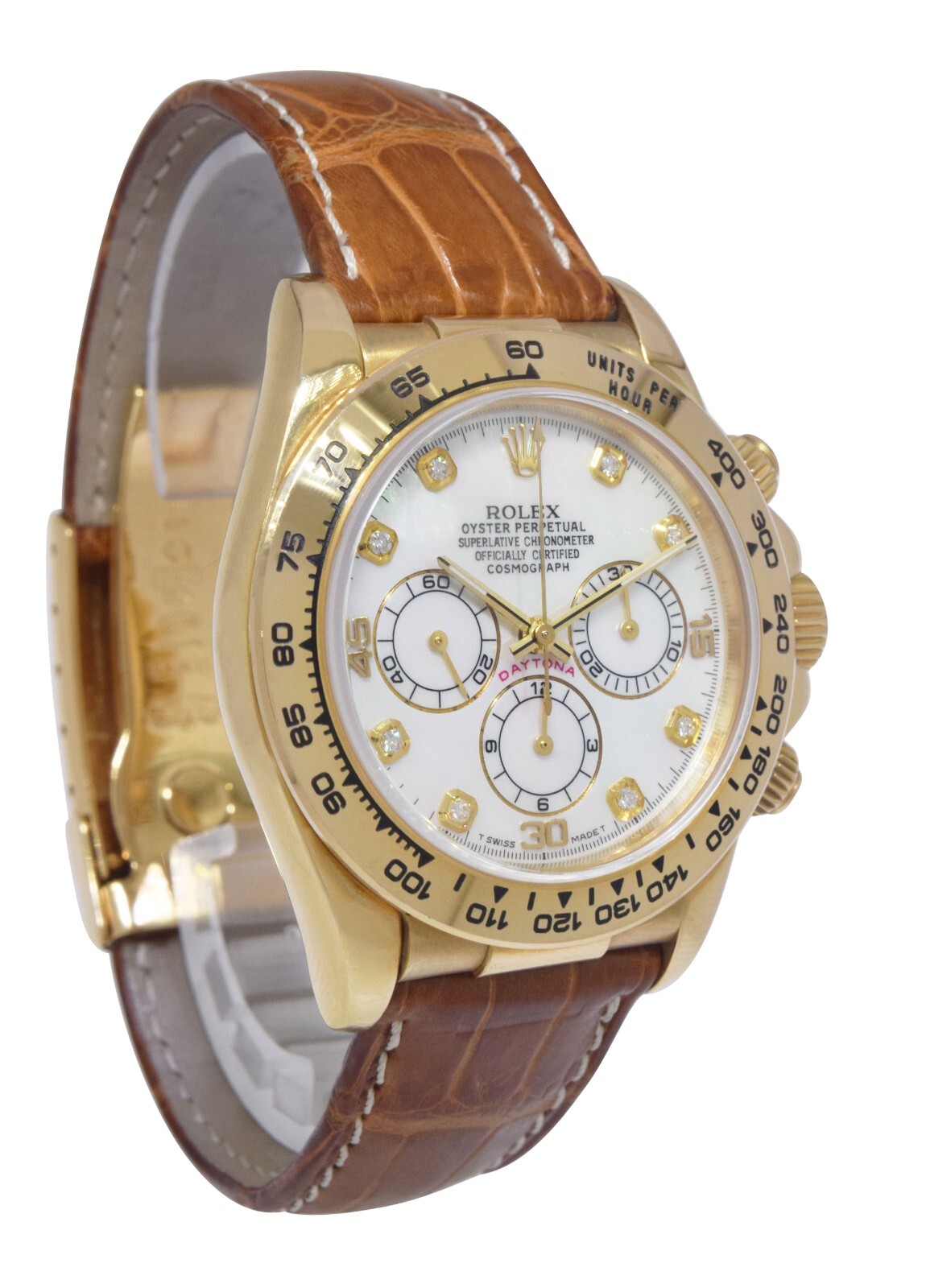 Rolex Daytona Chronograph 18k Yellow Gold MOP Diamond Mens 40mm Watch U 16518