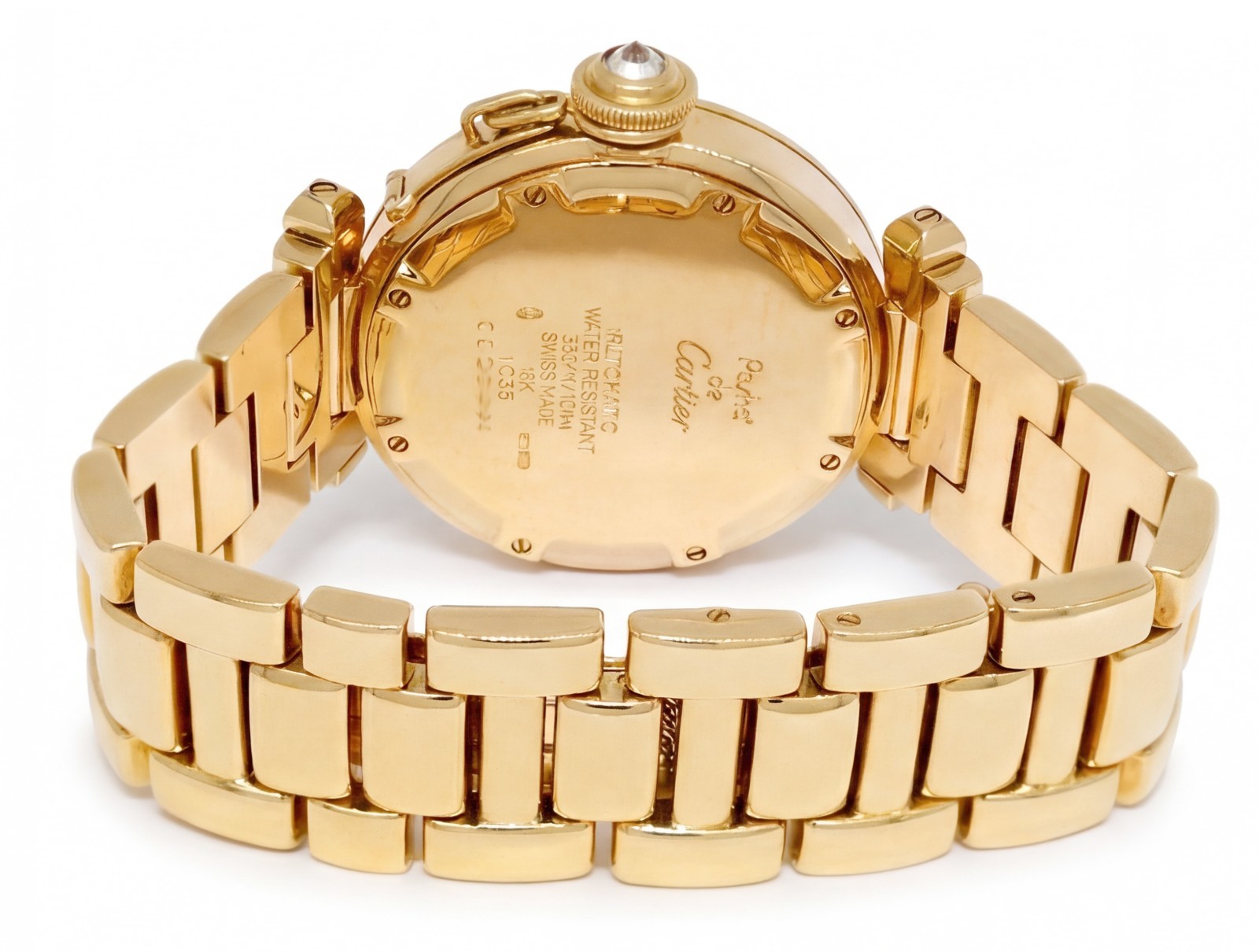 Cartier Pasha 18k Yellow Gold & Diamond Bezel Ladies 35mm Watch W30134H9 1035