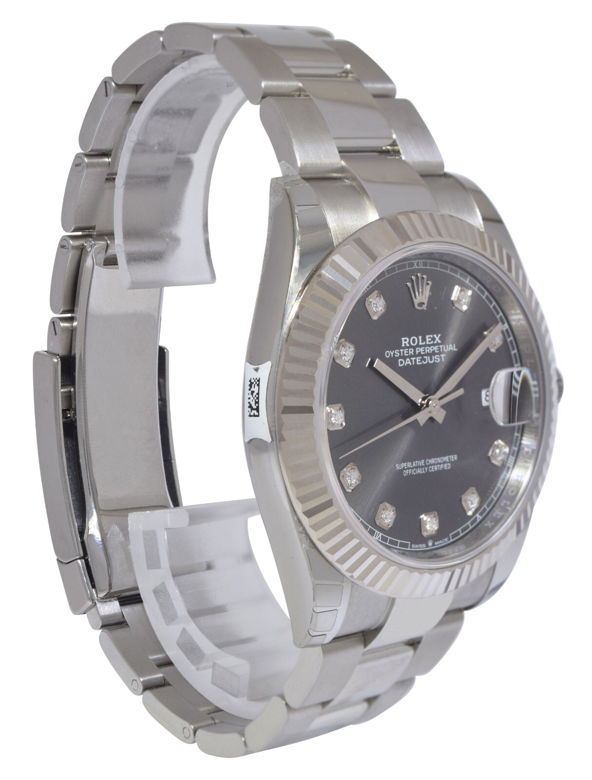 Rolex Datejust 41 Steel 18k WG Rhodium Diamond Dial Watch B/P '21 126334