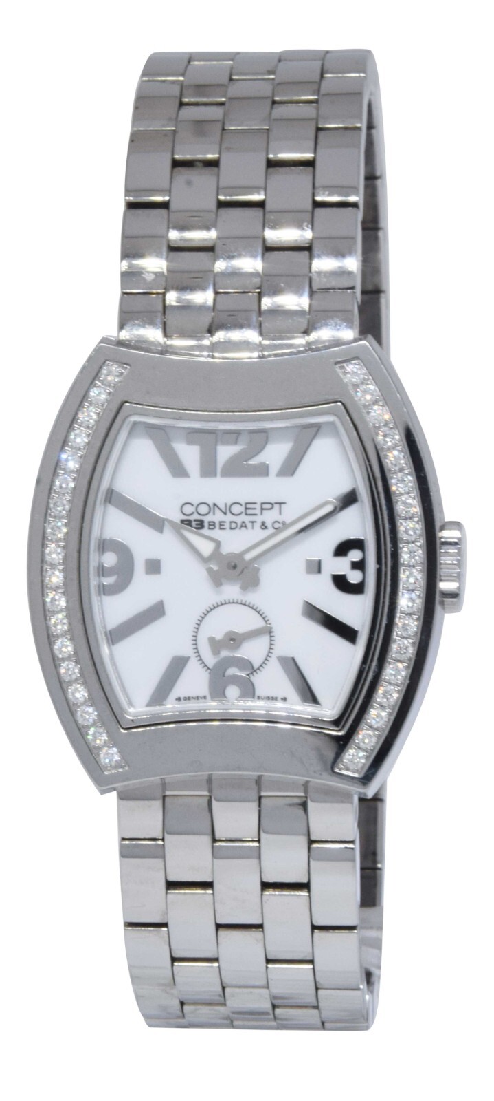 NOS Bedat & Co. Concept B3 Steel & Diamond White Ladies Quartz Watch B/P CB03