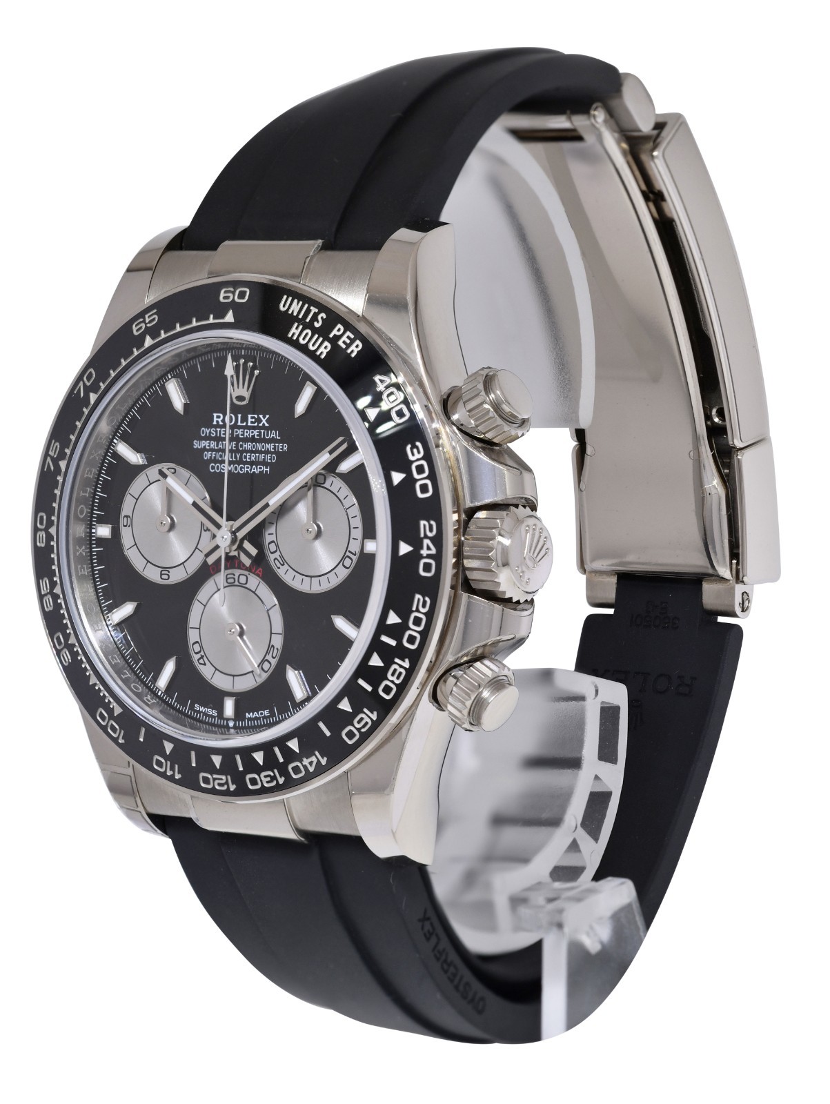 NEW Rolex Daytona 18k Whie Gold Black Dial Oysterflex 40mm Watch B/P '25 126519