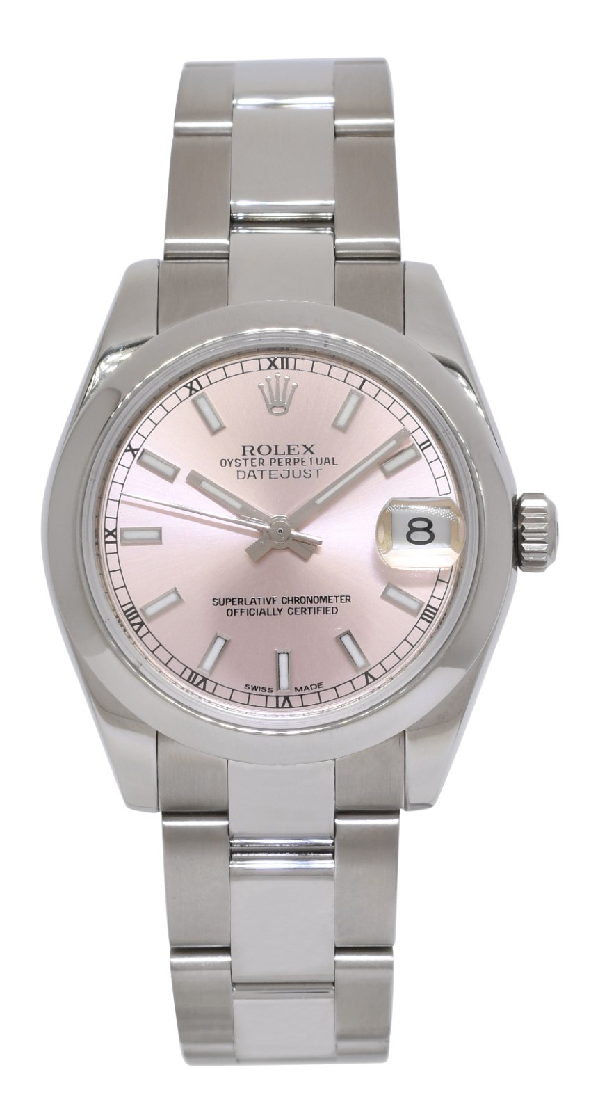 Rolex Datejust Steel Pink Dial Oyster Bracelet Ladies 31mm Watch +Card 178240