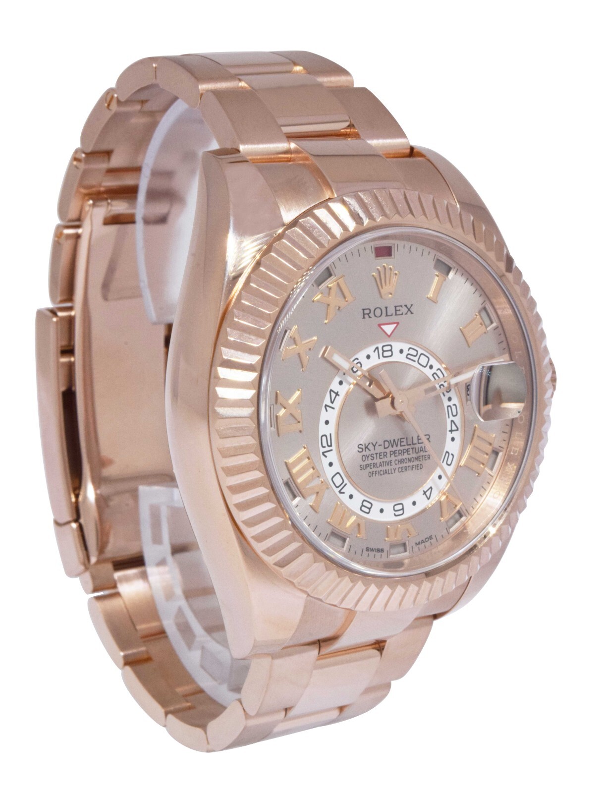 Rolex Sky-Dweller 18k Everose Gold Sundust Roman Dial 42mm Watch 326935