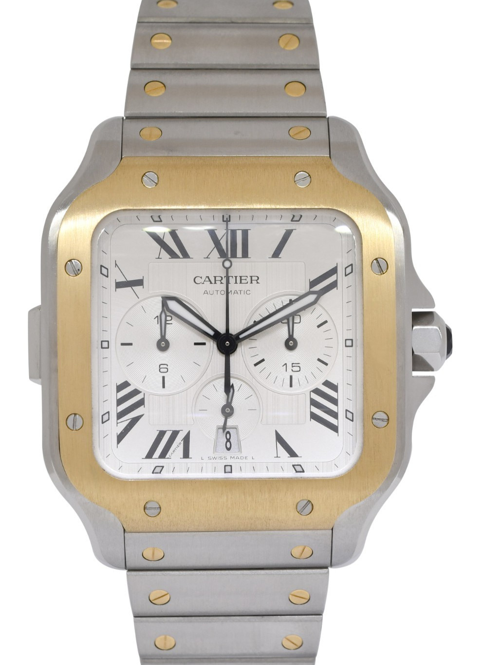 Cartier Santos XL Chronograph 18k Yellow Gold /Steel Mens Watch W2SA0008 4183