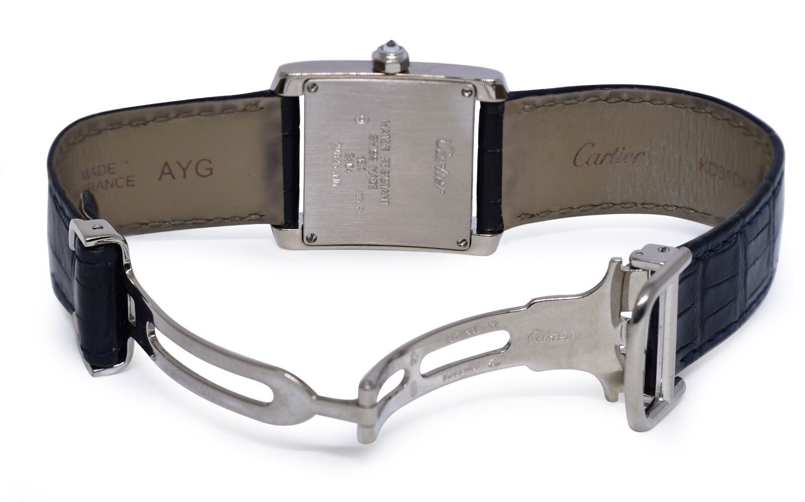 Cartier Tank Francaise Medium 18k White Gold Diamond Ladies Watch 2404 WE100951