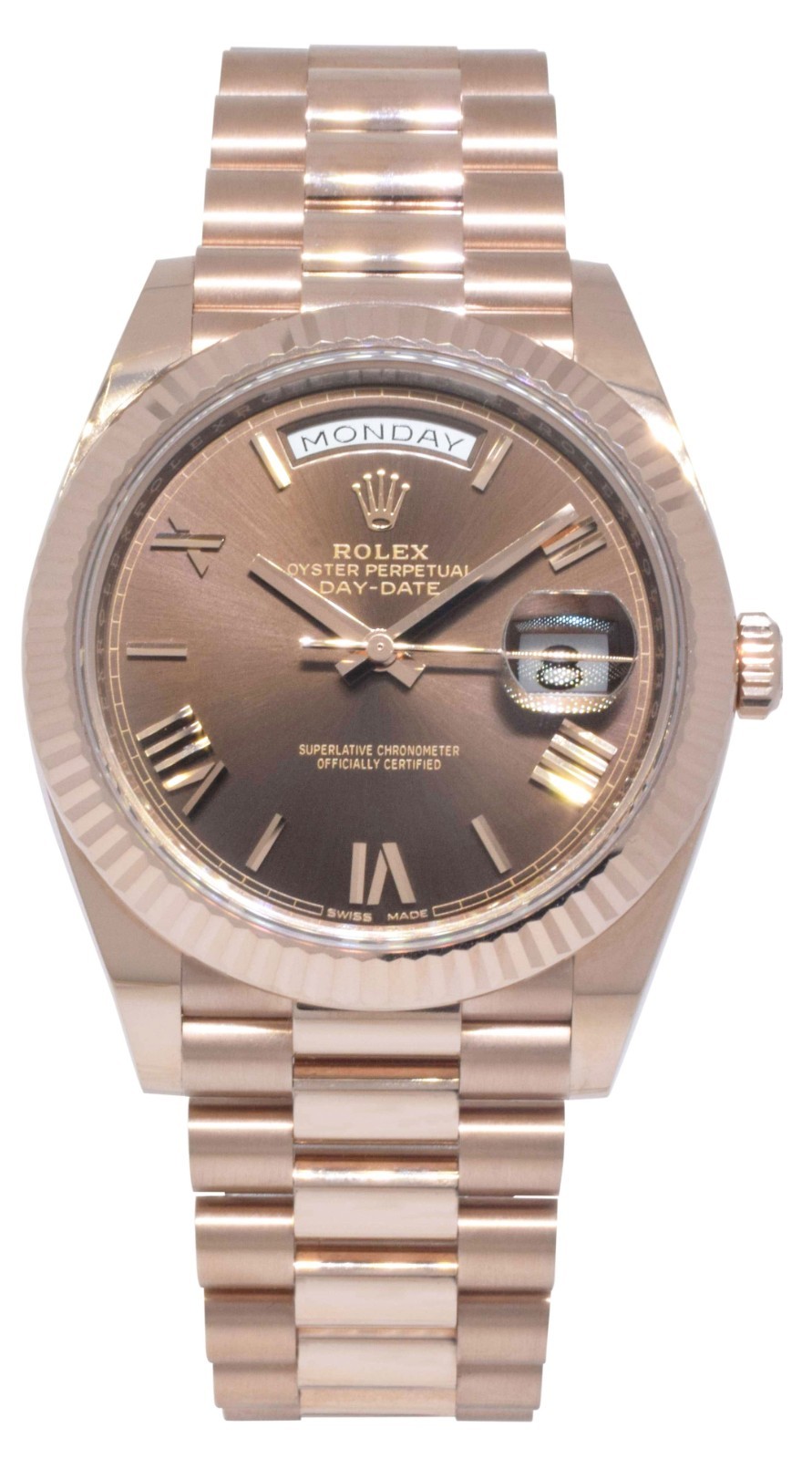 Rolex Day-Date 40 18k Everose Gold Chocolate Roman Mens Watch B/P '17 228235
