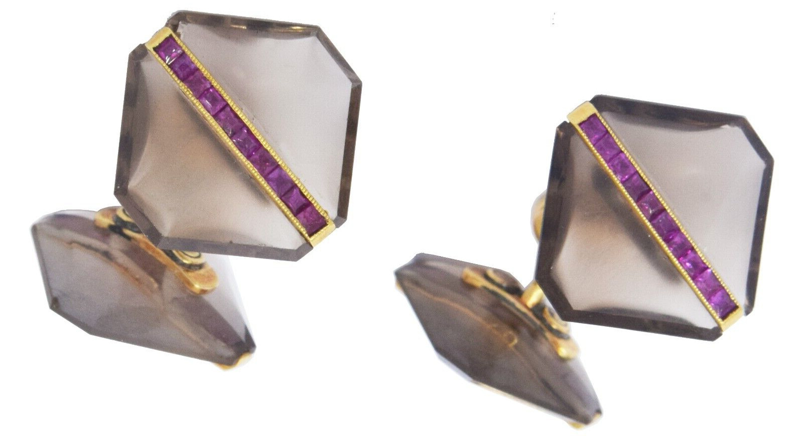 Tuxedo Set 14k Yellow Gold and Ruby Cufflinks & Studs