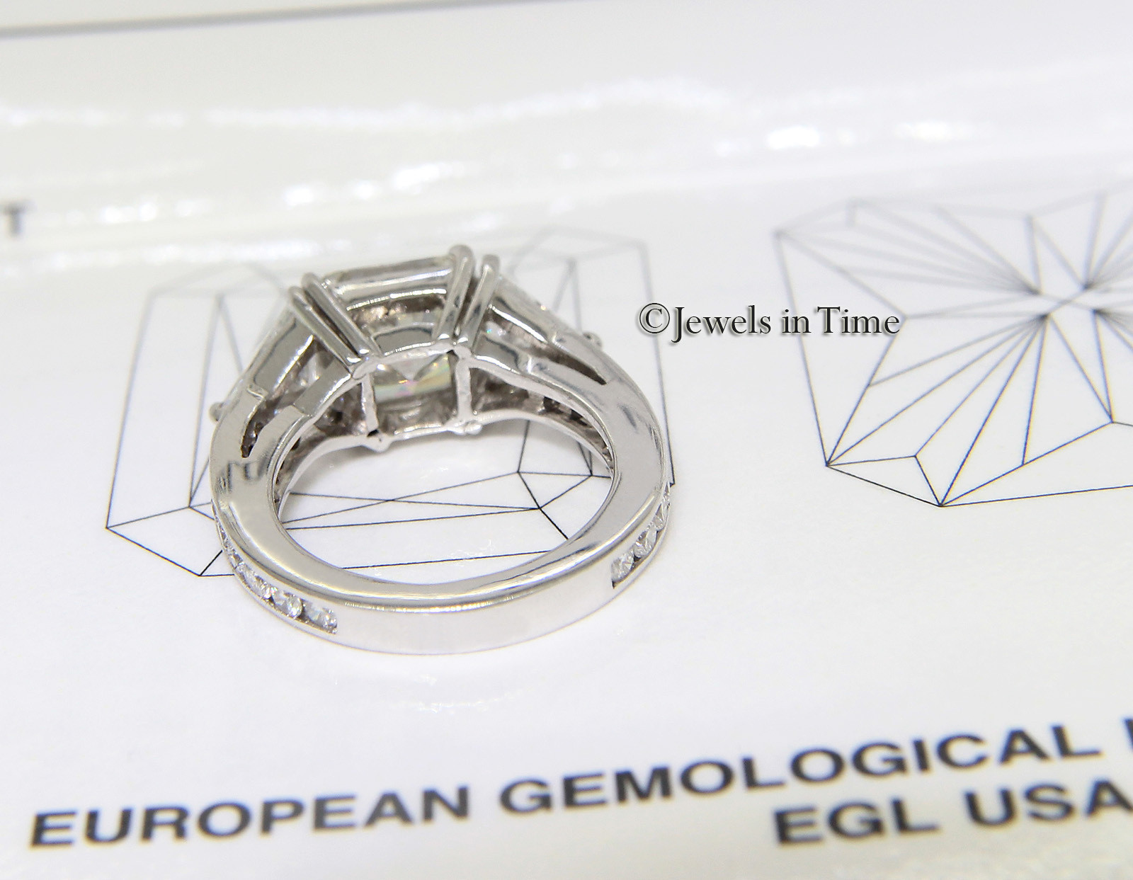 3.67 Carat Diamond Platinum Ladies Ring Size 6.5 + EGL Certificate