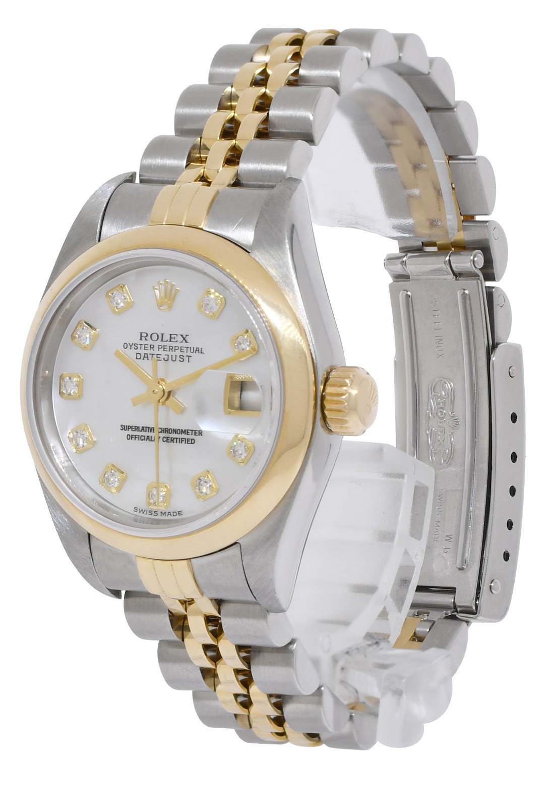 Rolex Datejust 18k Yellow Gold/Steel MOP Diamond Dial Ladies 26mm Watch F 79163