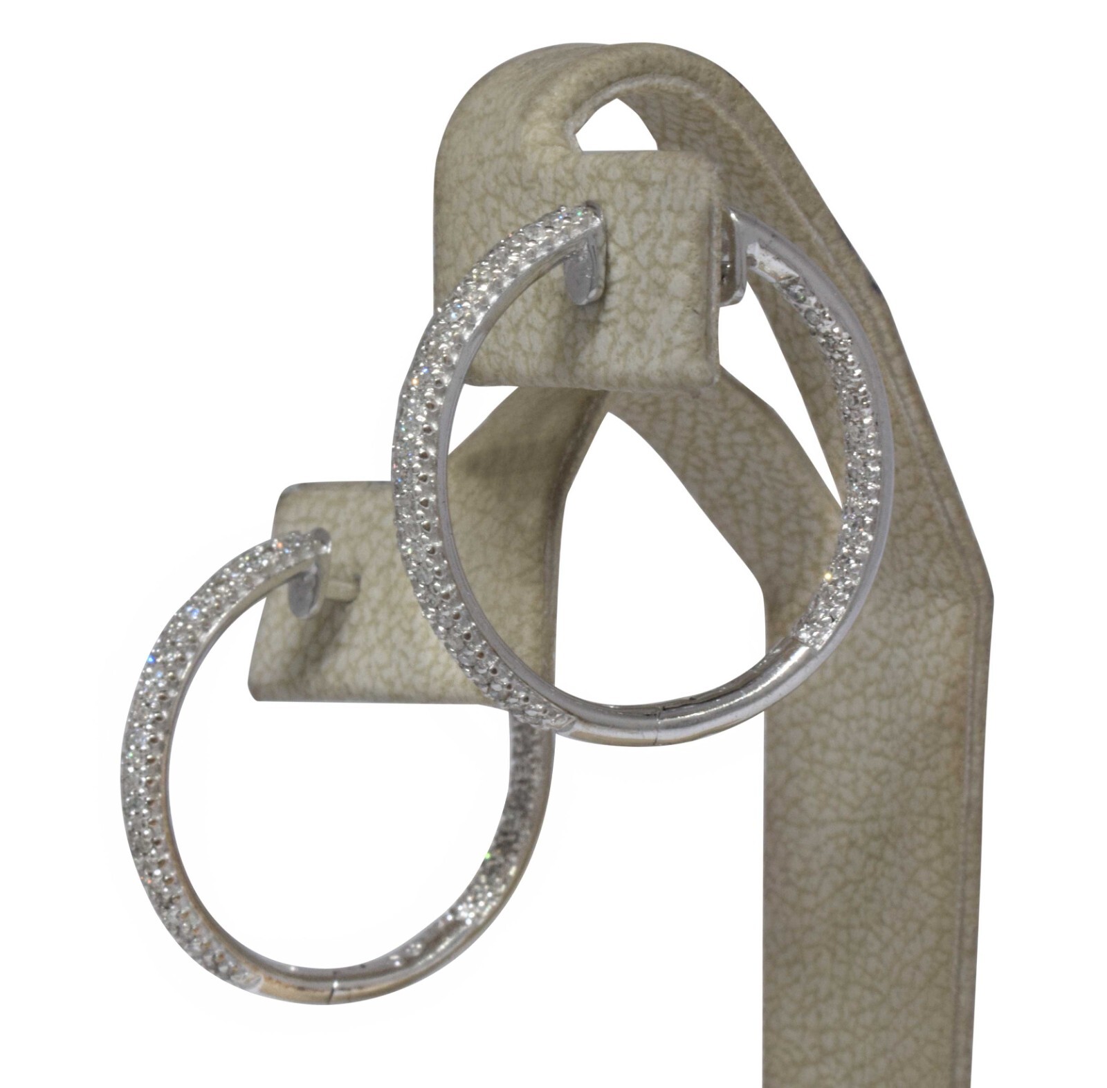 Ladies Diamond Hoop Earrings in 14k White Gold Ladies Diamond Hoop Earrings in 14k White Gold
