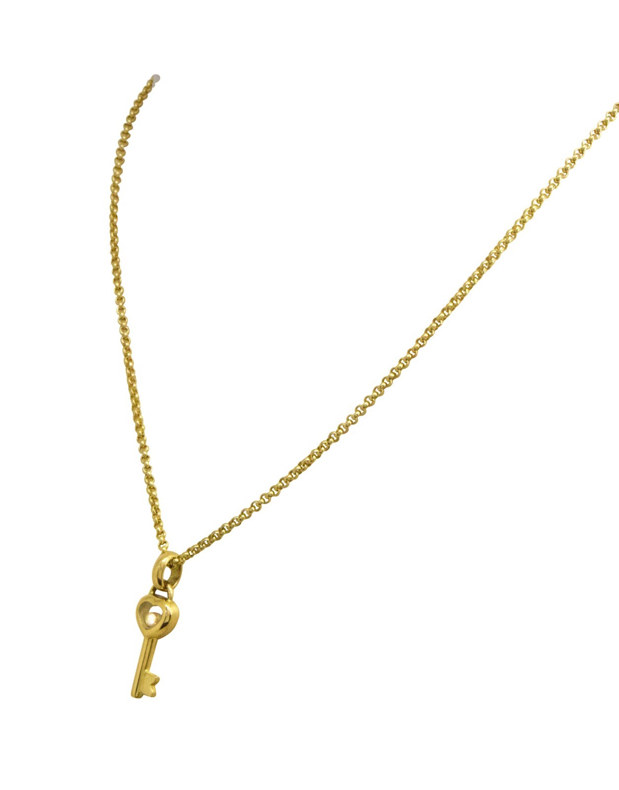 Chopard Happy Diamond Key Pendant 18k Yellow Gold 2mm Chain Necklace 16''
