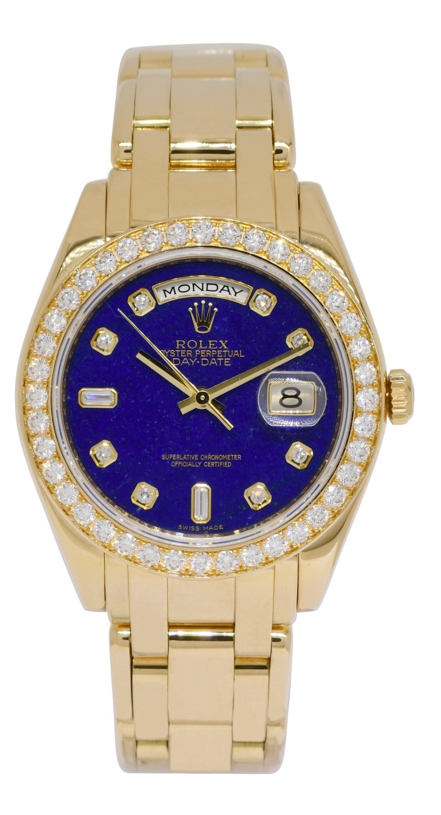 Rolex Masterpiece 18k Yellow Gold Lapis Lazuli Diamond 39mm Watch B/P Z 18948