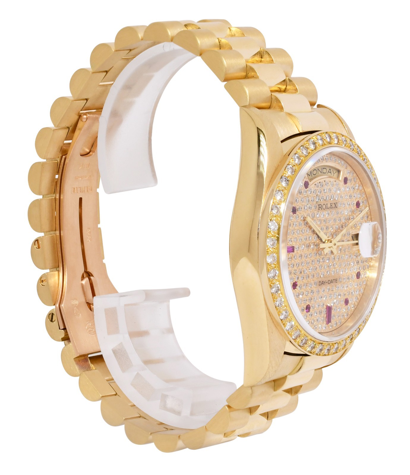 Rolex Day-Date President 18k Yellow Gold Diamond/Ruby Dial 36mm Watch R 18238