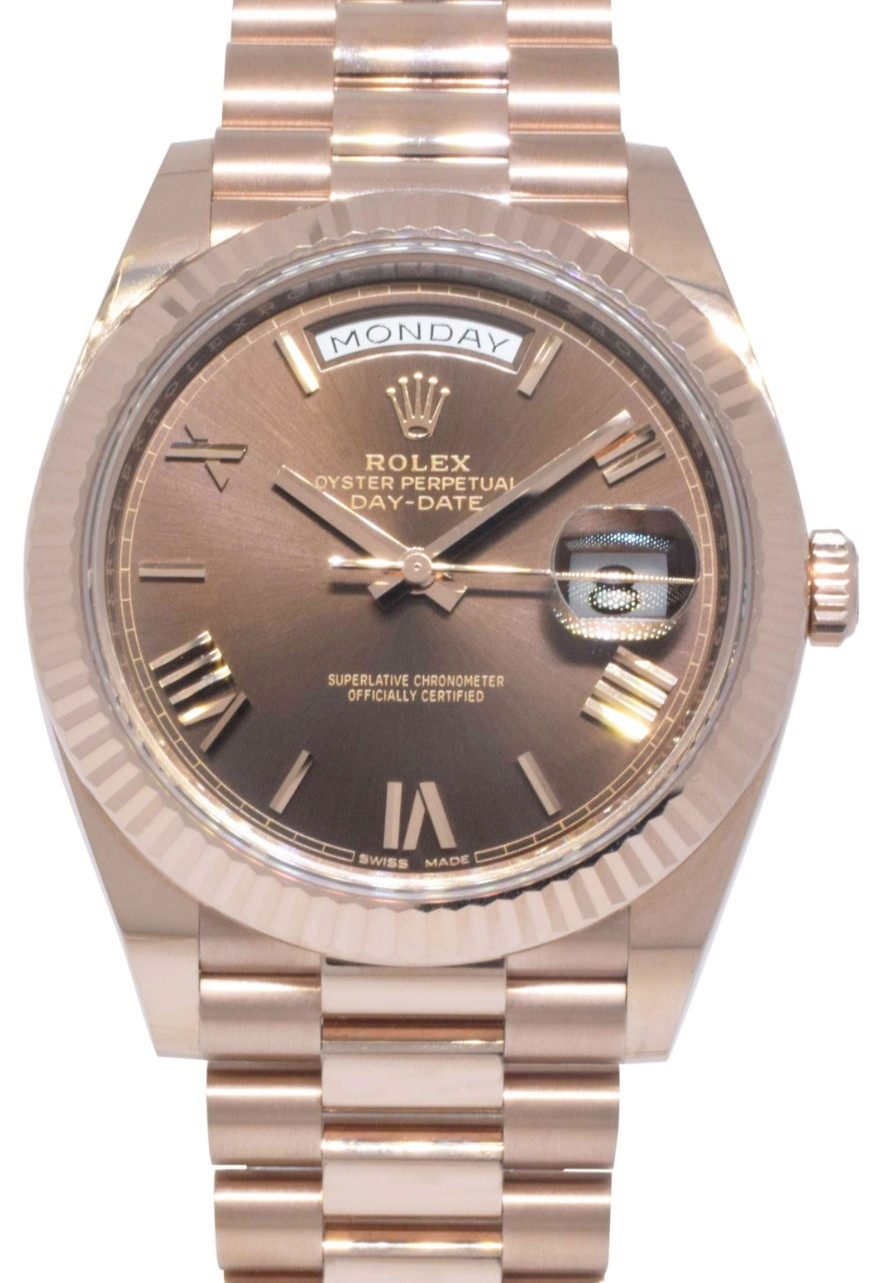 Rolex Day-Date 40 18k Everose Gold Chocolate Roman Mens Watch B/P '17 228235