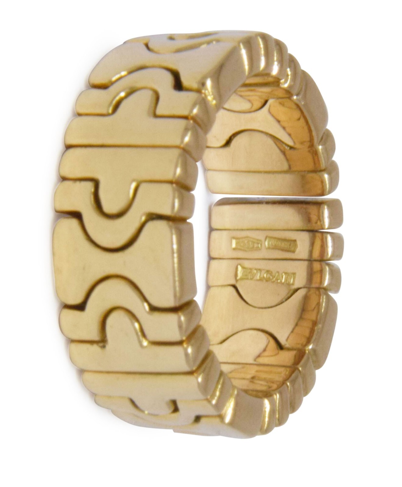 Bvlgari Parentesi 18k Yellow Gold Band Ring Size 5.75 Open Design