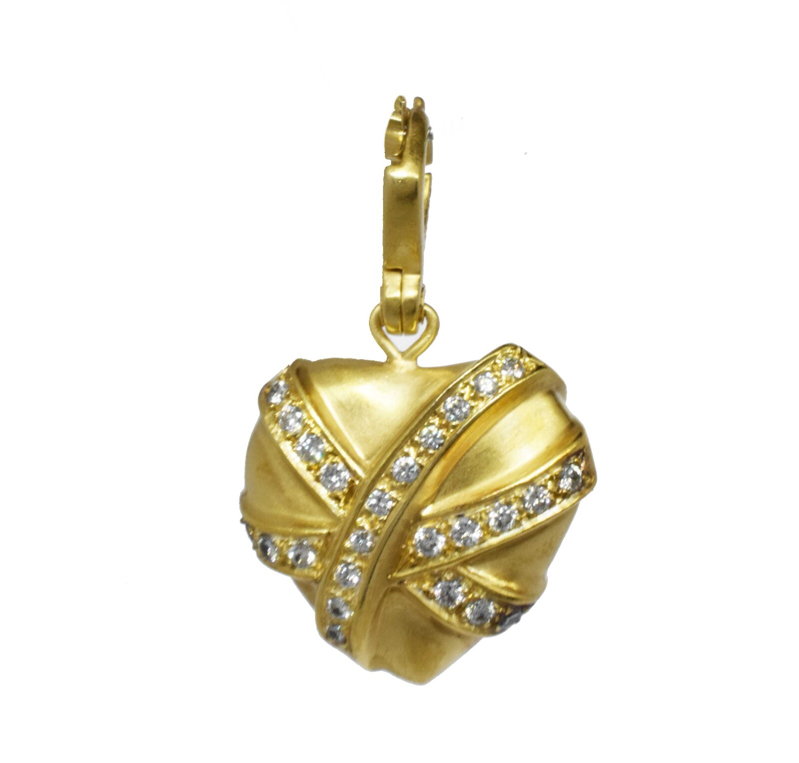Raafiy 1.00 Ct Diamond & 14k Yellow Gold Puffed Ribbon Heart Pendant