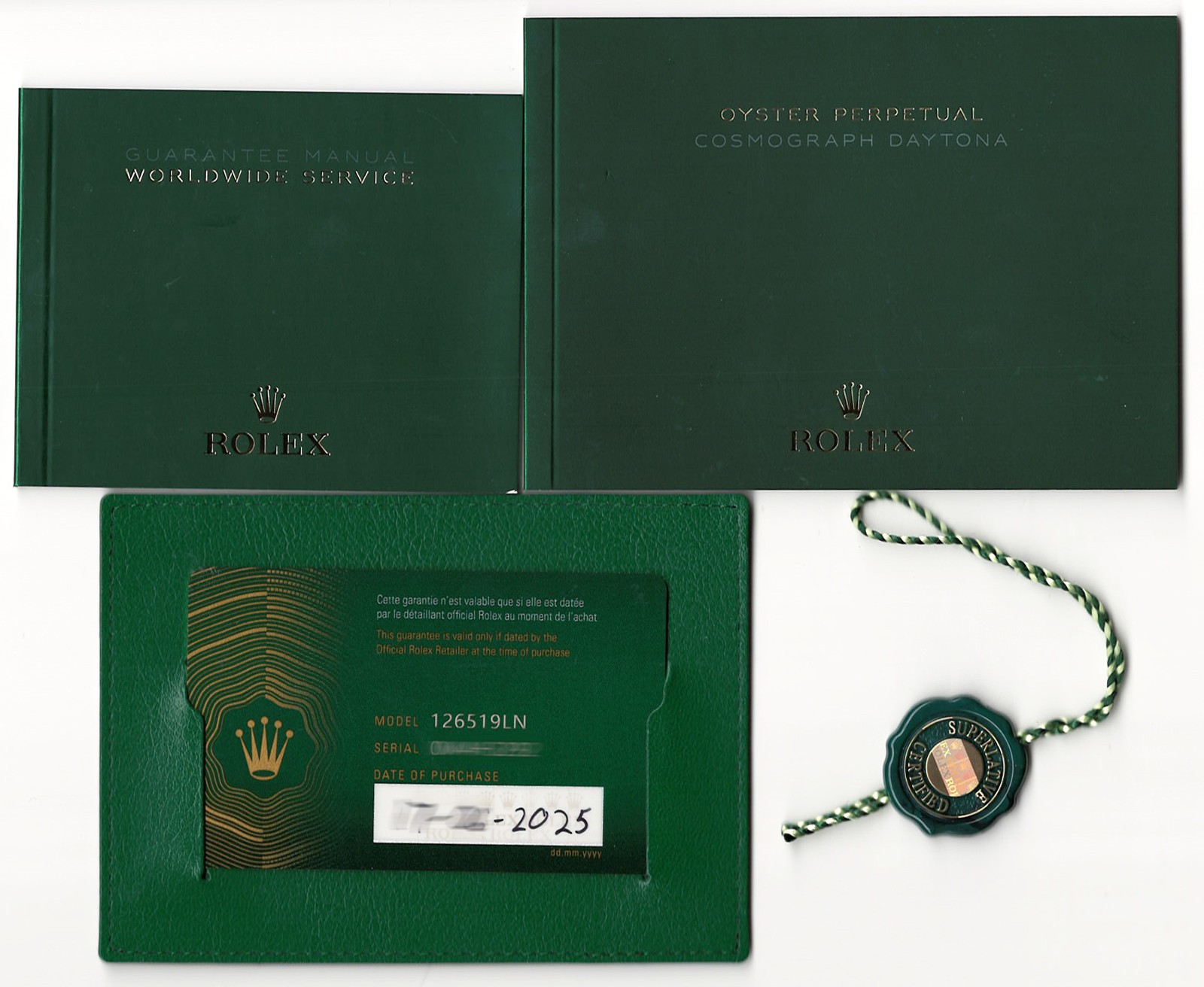 NEW Rolex Daytona 18k Whie Gold Black Dial Oysterflex 40mm Watch B/P '25 126519