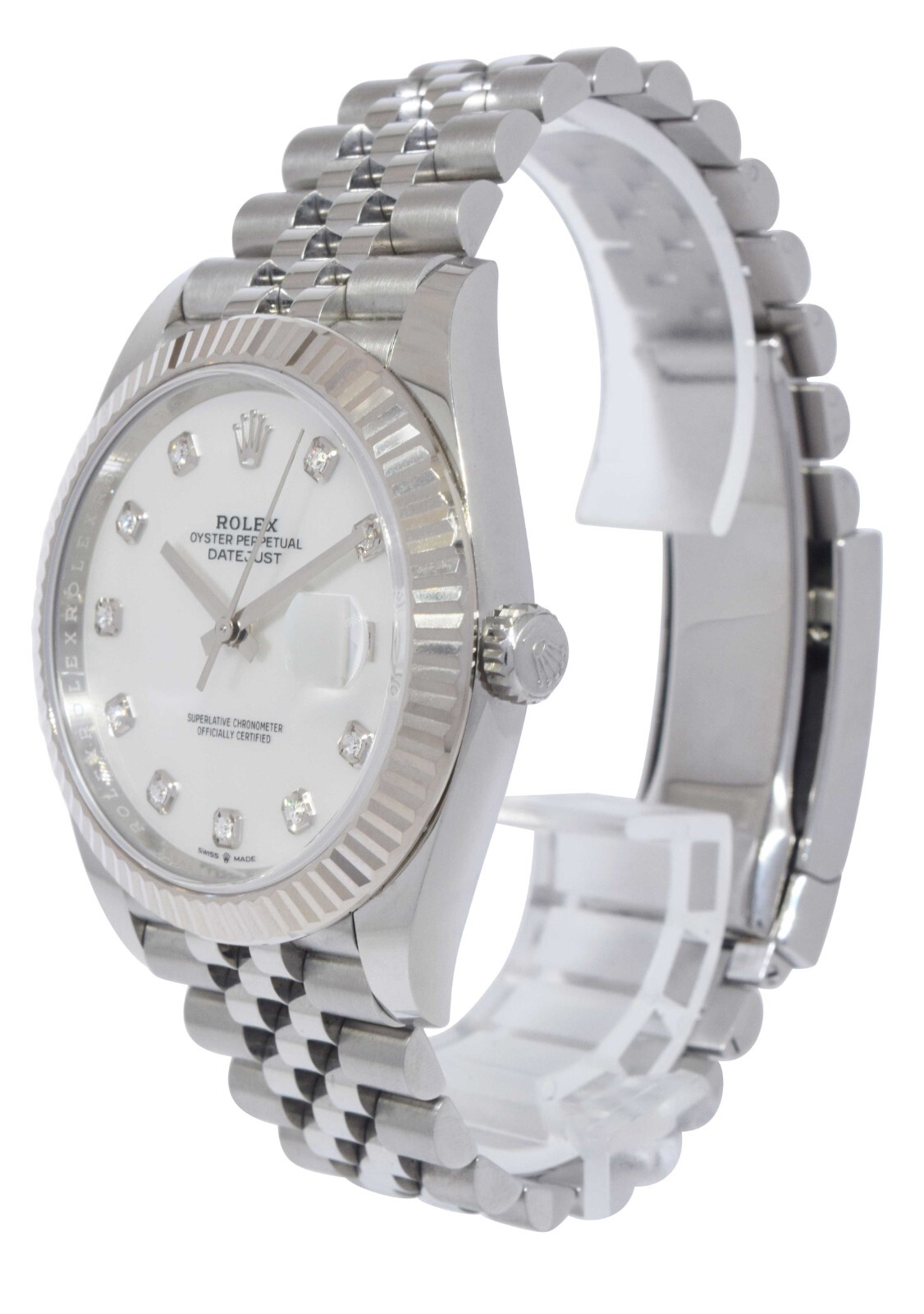 Rolex Datejust 41 Steel & 18k Gold Bezel MOP Diamond Dial Watch B/P '20 126334